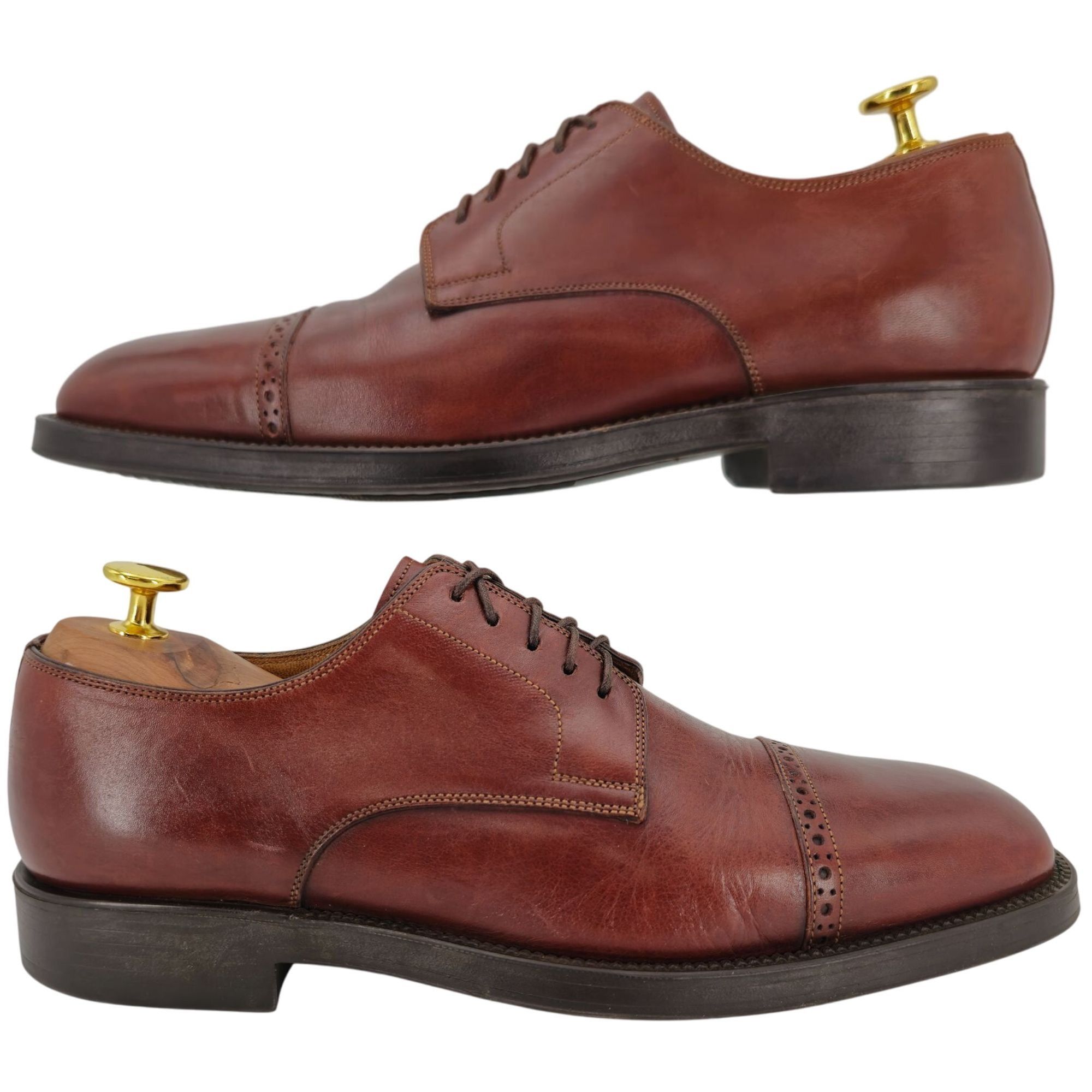 Santoni Santoni Italy Brown Leather Dress Shoes Men 9 Classic Derby Size US 9 / EU 42 - 4 Thumbnail