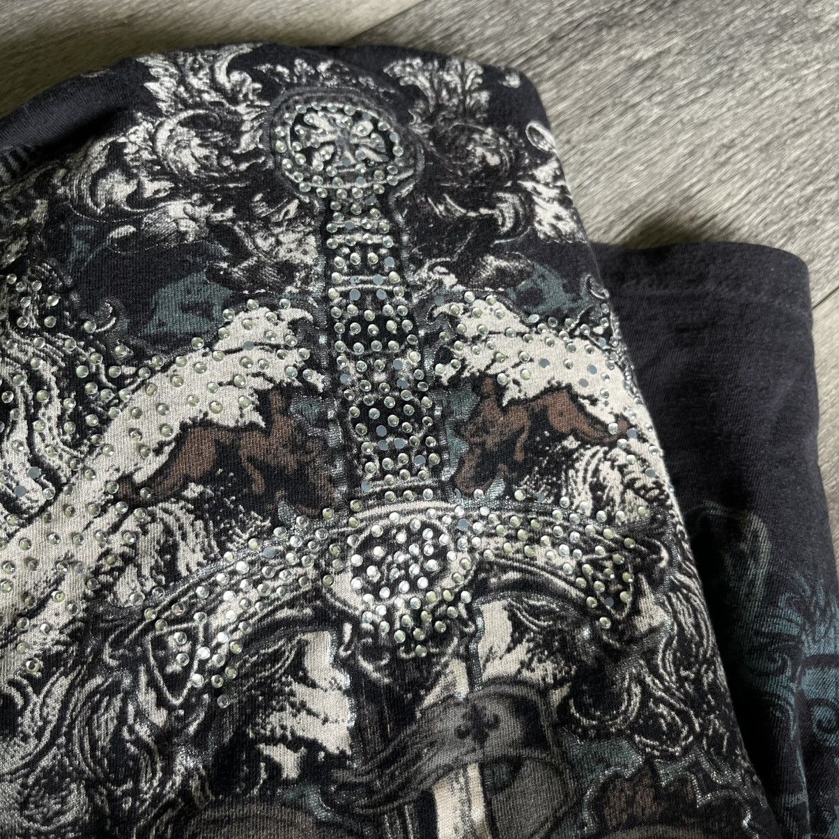 Affliction Vintage 2000s Royal Blood Affliction Style Studded Tee Shirt Size US XXL / EU 58 / 5 - 6 Thumbnail