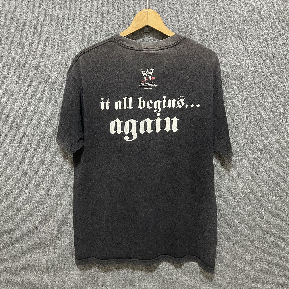 Vintage × WWE 2000s WWE The Undertaker Flaming Cross Logo Faded Black Tee Size US L / EU 52-54 / 3 - 5 Thumbnail