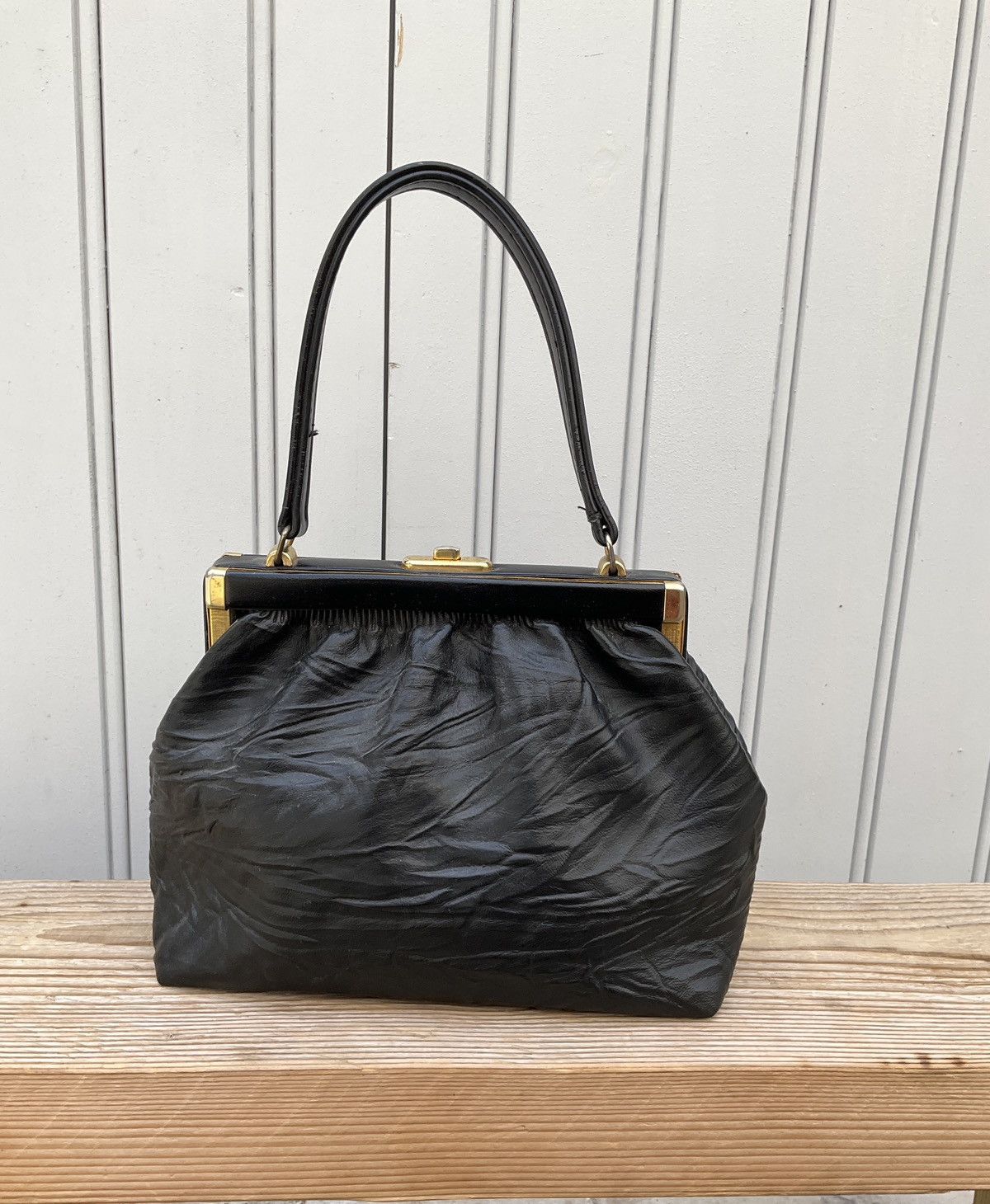 Vintage Authentic 60's vintage bag in black leather Size ONE SIZE - 5 Thumbnail