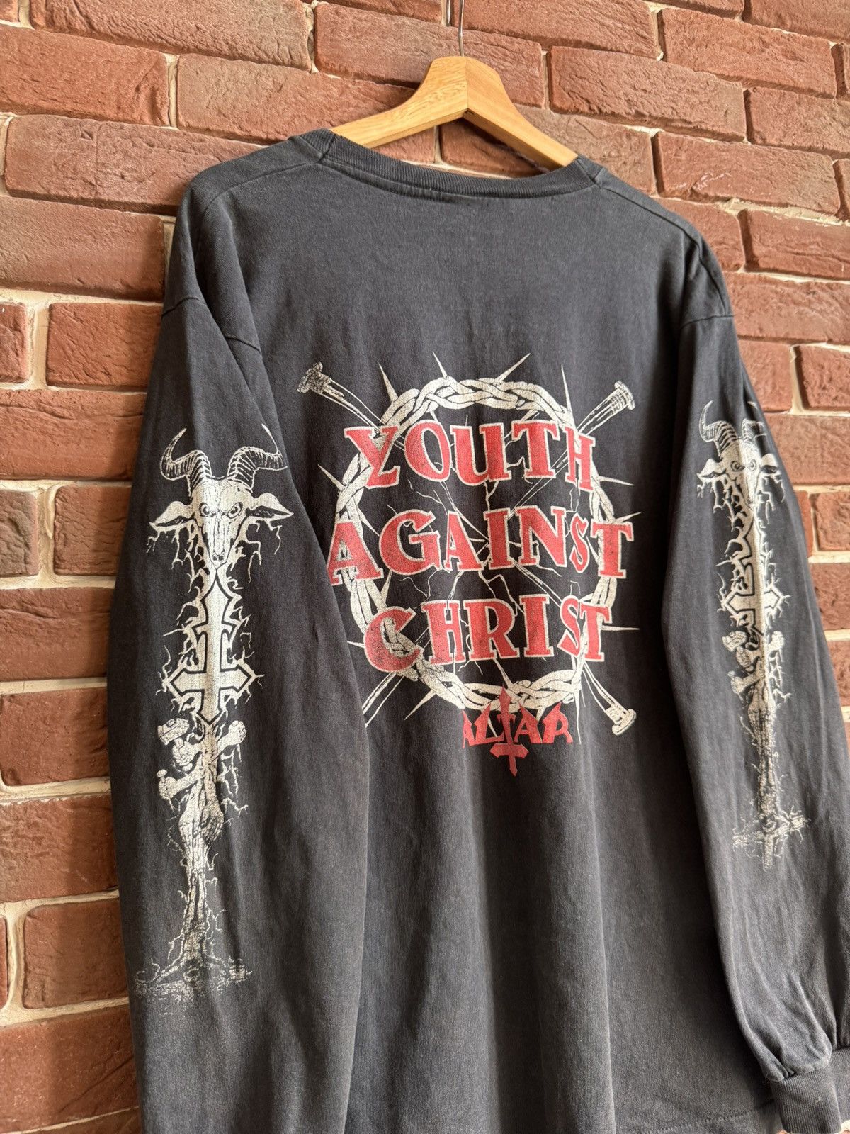 Band Tees Rare 90s Altar Youth Against Vintage Band Black Metal Tee XL Size US XL / EU 56 / 4 - 4 Thumbnail