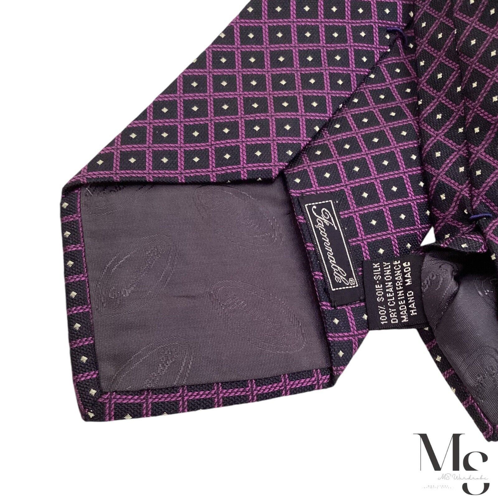 Faconnable FAÇONNABLE Purple Geometric Silk Tie Hand Made In France W: Size ONE SIZE - 4 Thumbnail