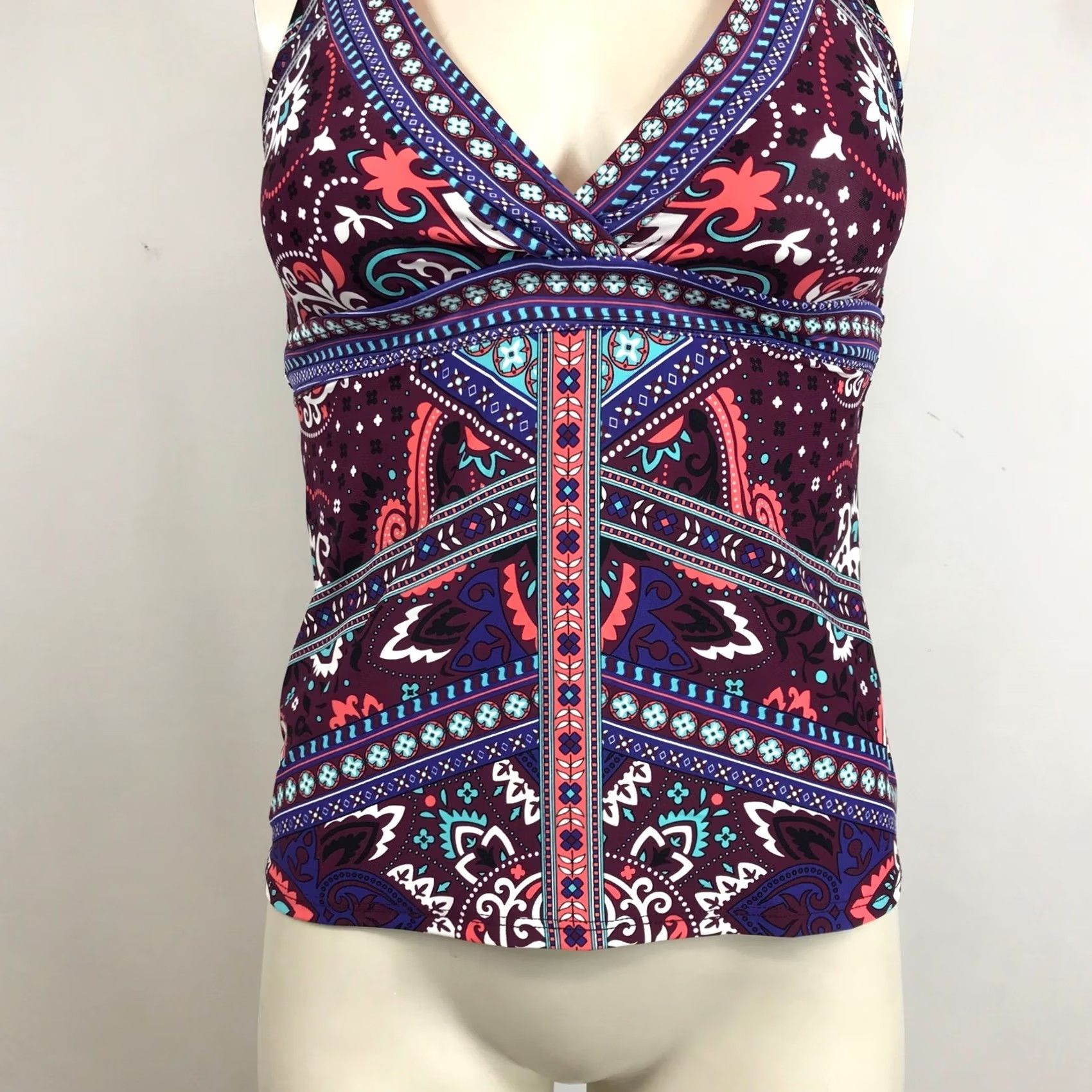 Vintage Title Nine Purple Paisley Halter Tankini Swim Top Small Size S / US 4 / IT 40 - 3 Thumbnail