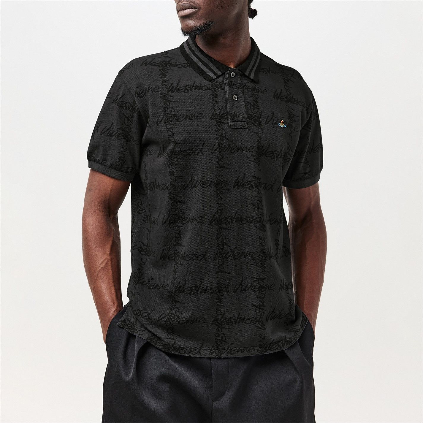 Vivienne Westwood o1g2r1mq0526 Grid Classic Polo Shirt in Grey Size US L / EU 52-54 / 3 - 1 Thumbnail