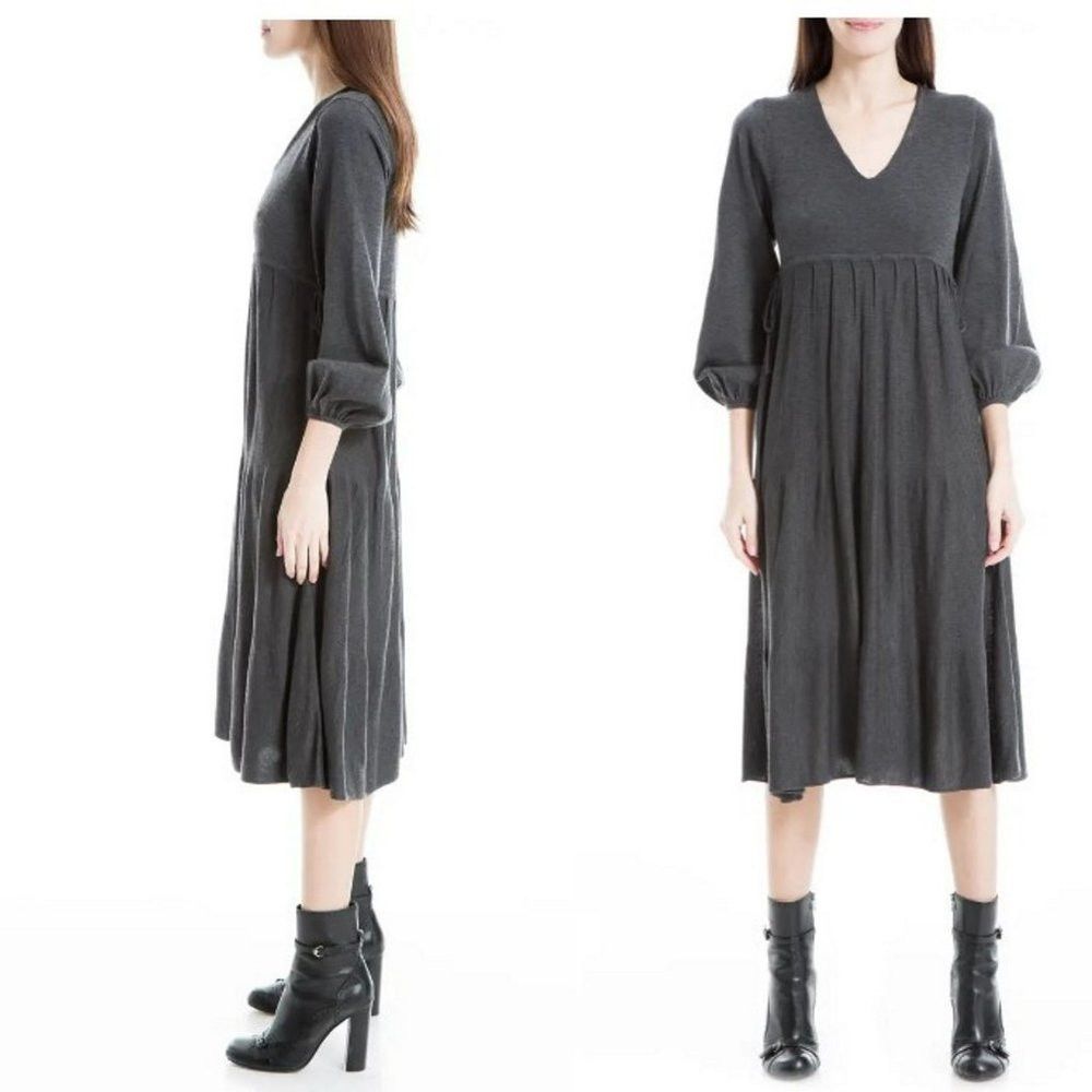 Other NWT New $148 Max Studio Elbow Sleeve Sweater Grey Midi Dres Size M / US 6-8 / IT 42-44 - 1 Thumbnail