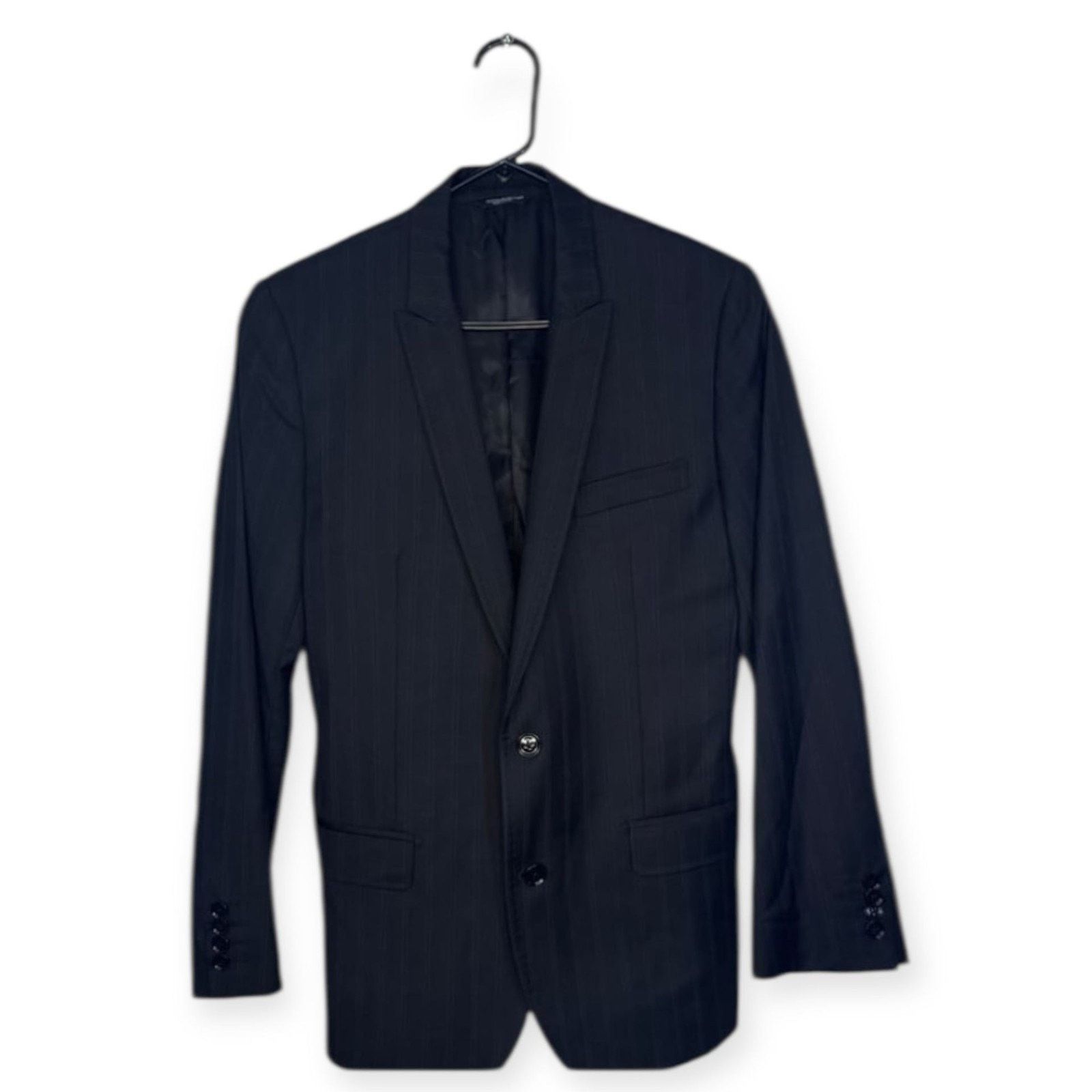 Dolce & Gabbana Dolce & Gabbana Men's Black Pinstripe Wool Suit Jacket Size 40R - 1 Thumbnail