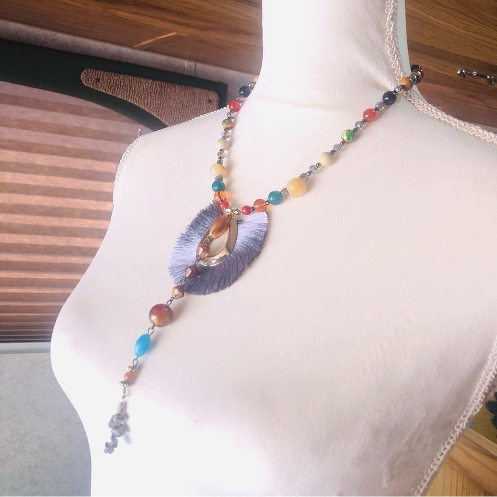 Handmade Handcrafted genuine stone faceted crystal pendant necklace Size ONE SIZE - 3 Thumbnail
