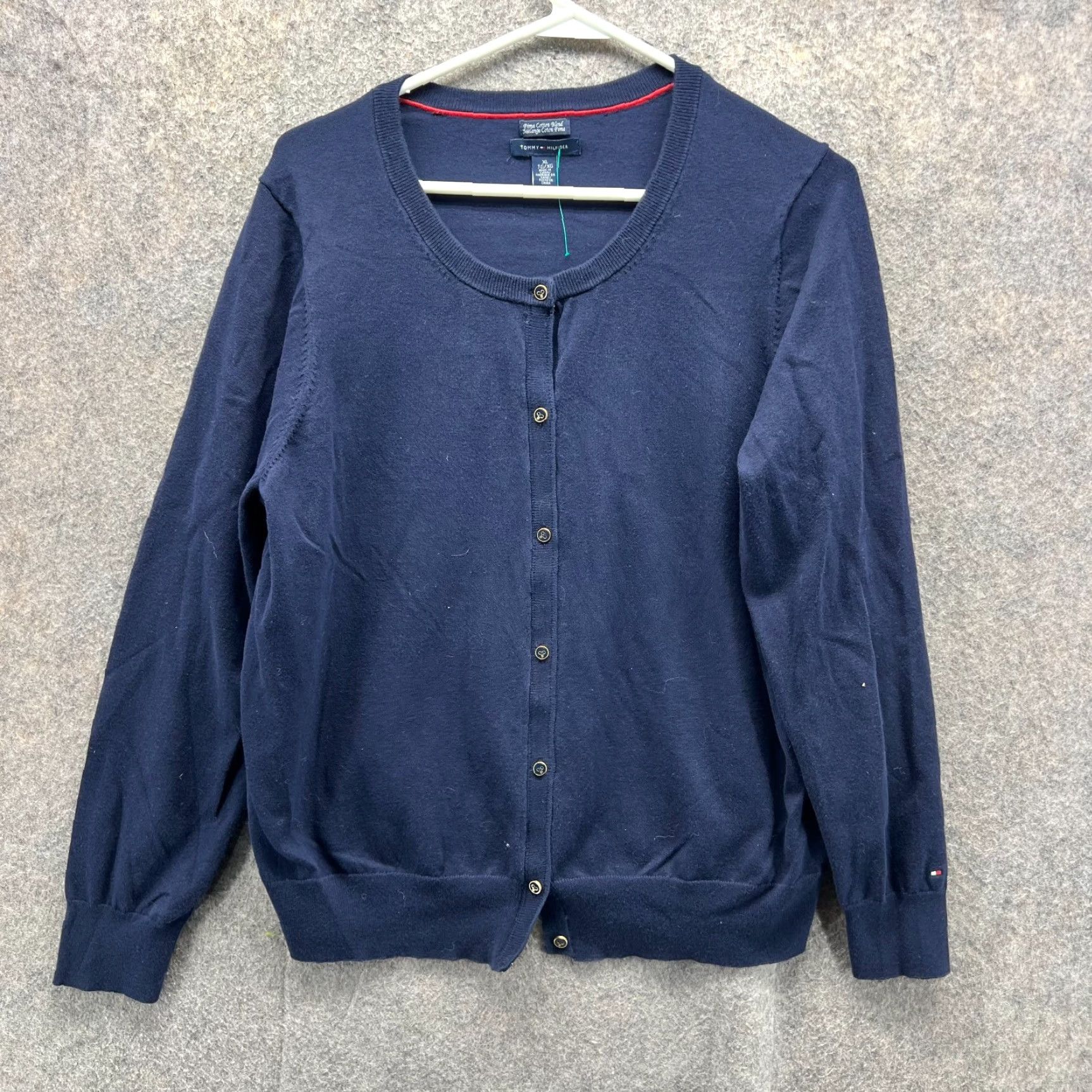 Tommy Hilfiger Tommy Hilfiger Sweater Cardigan Women XL Blue Navy Pima Cotton Knit Logo Long Sleeve Regular Fit All Seasons Vintage: No Size XL / US 12-14 / IT 48-50 - 2 Thumbnail