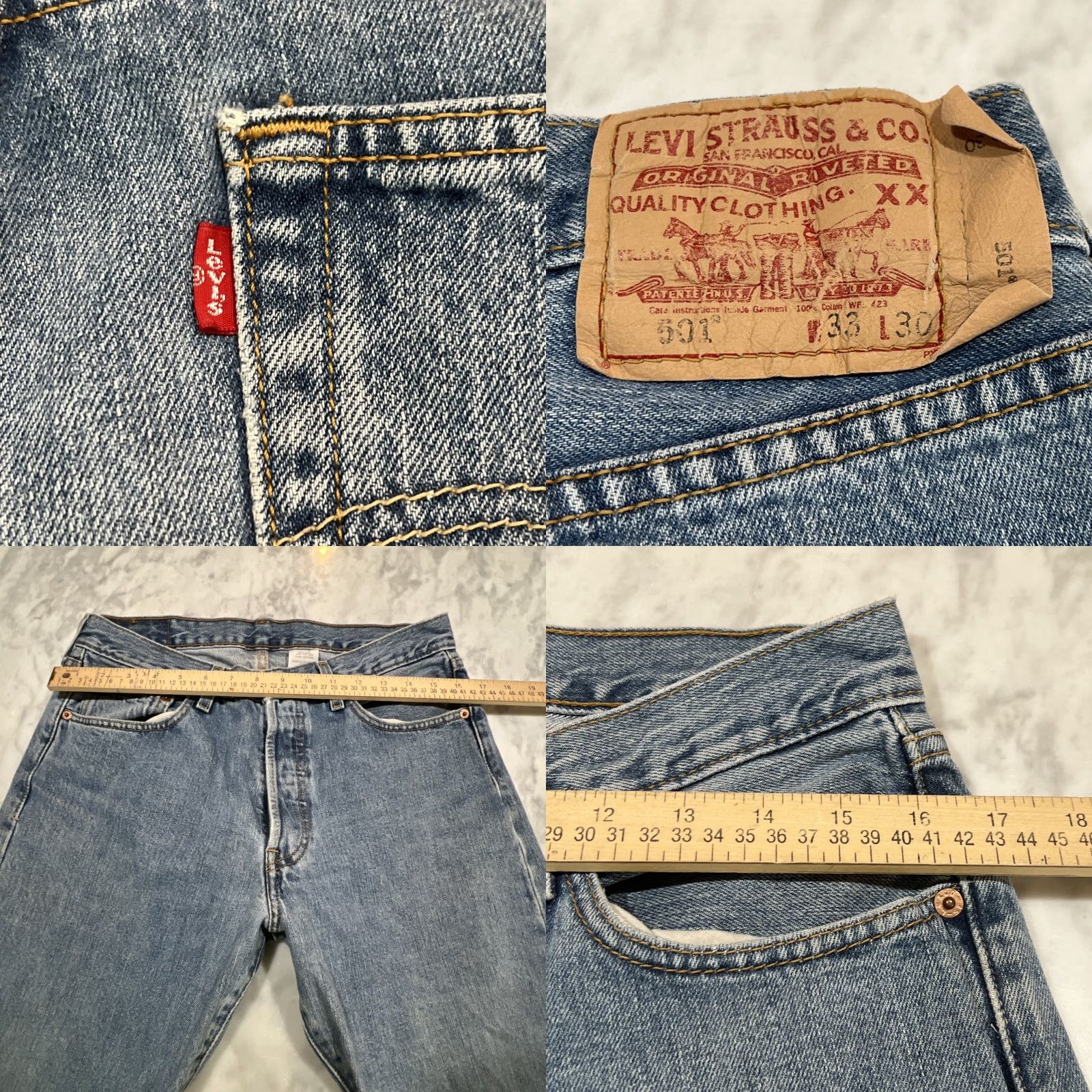 Levi's VINTAGE Levi’s 501 Jeans Button Fly Men’s 33x30 Blue Faded Straight Size US 33 - 9 Thumbnail