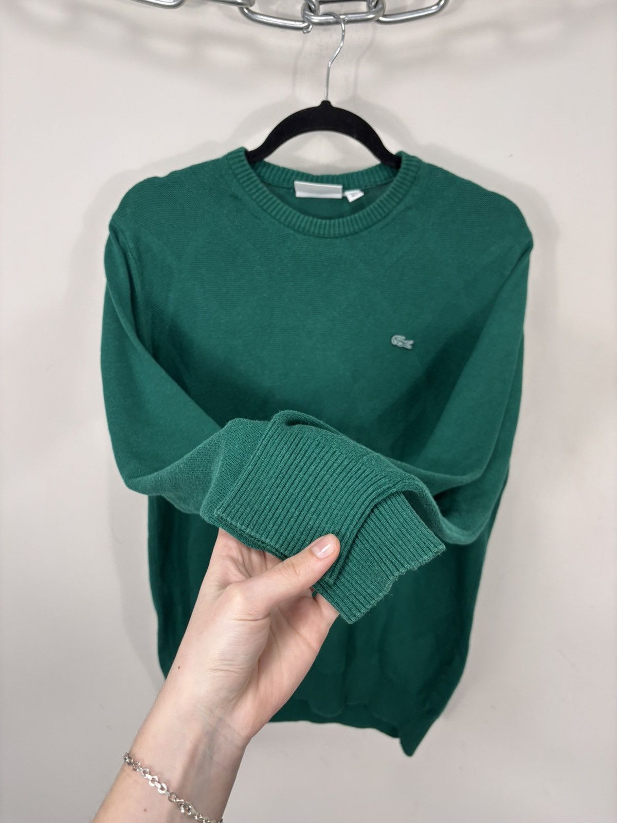 Lacoste Lacoste Men’s Argyle Knit Pattern Cotton Green Sweater Size US L / EU 52-54 / 3 - 7 Thumbnail