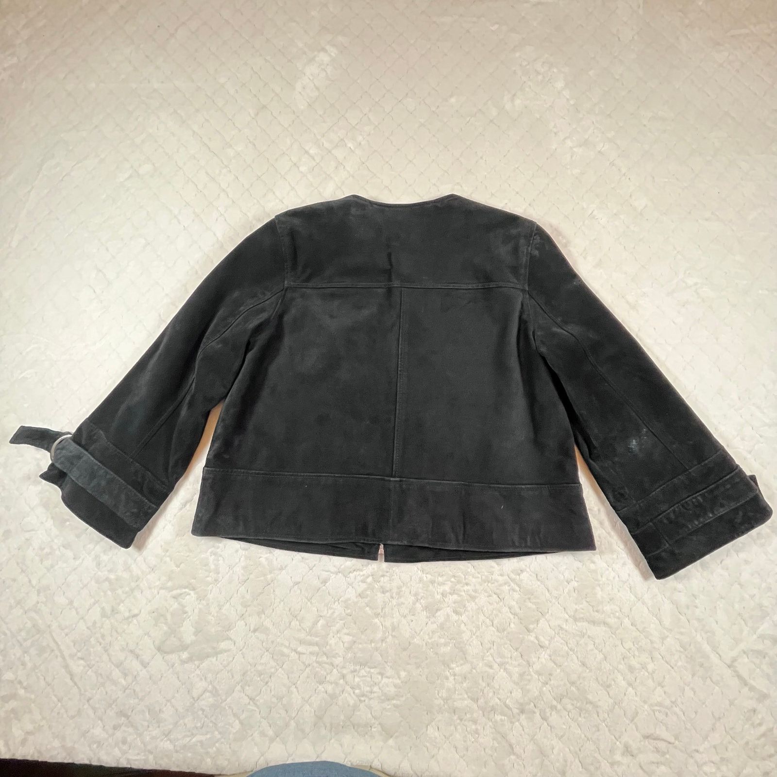 Other Bernardo Collection Black Suede Leather Full Zip Coat Jacket Size M / US 6-8 / IT 42-44 - 2 Thumbnail