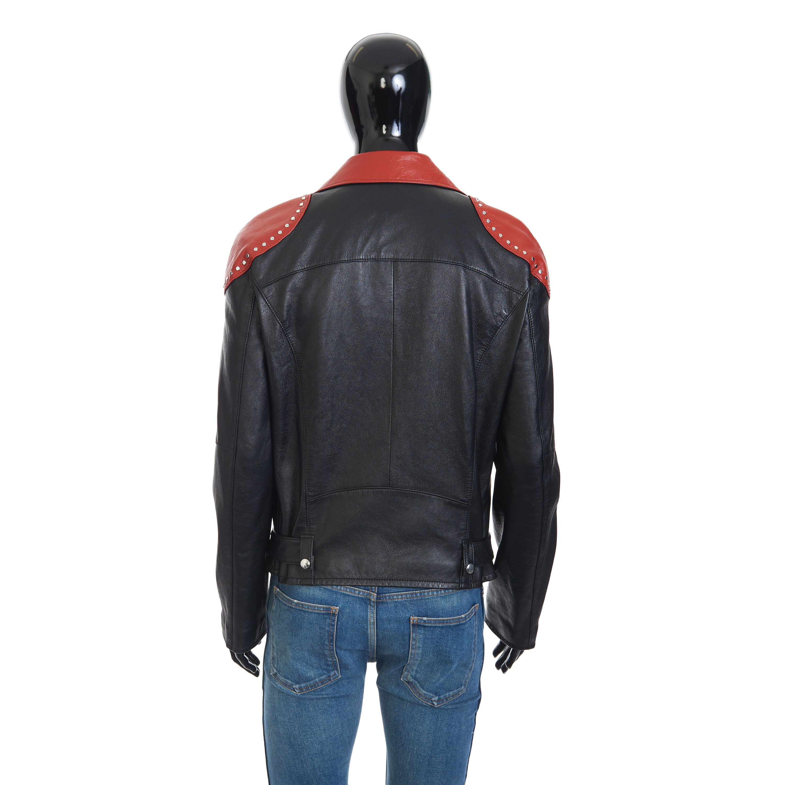 Celine Loose Fit Studded Biker Jacket In Black & Red Soft Lambskin Size US M / EU 48-50 / 2 - 6 Thumbnail