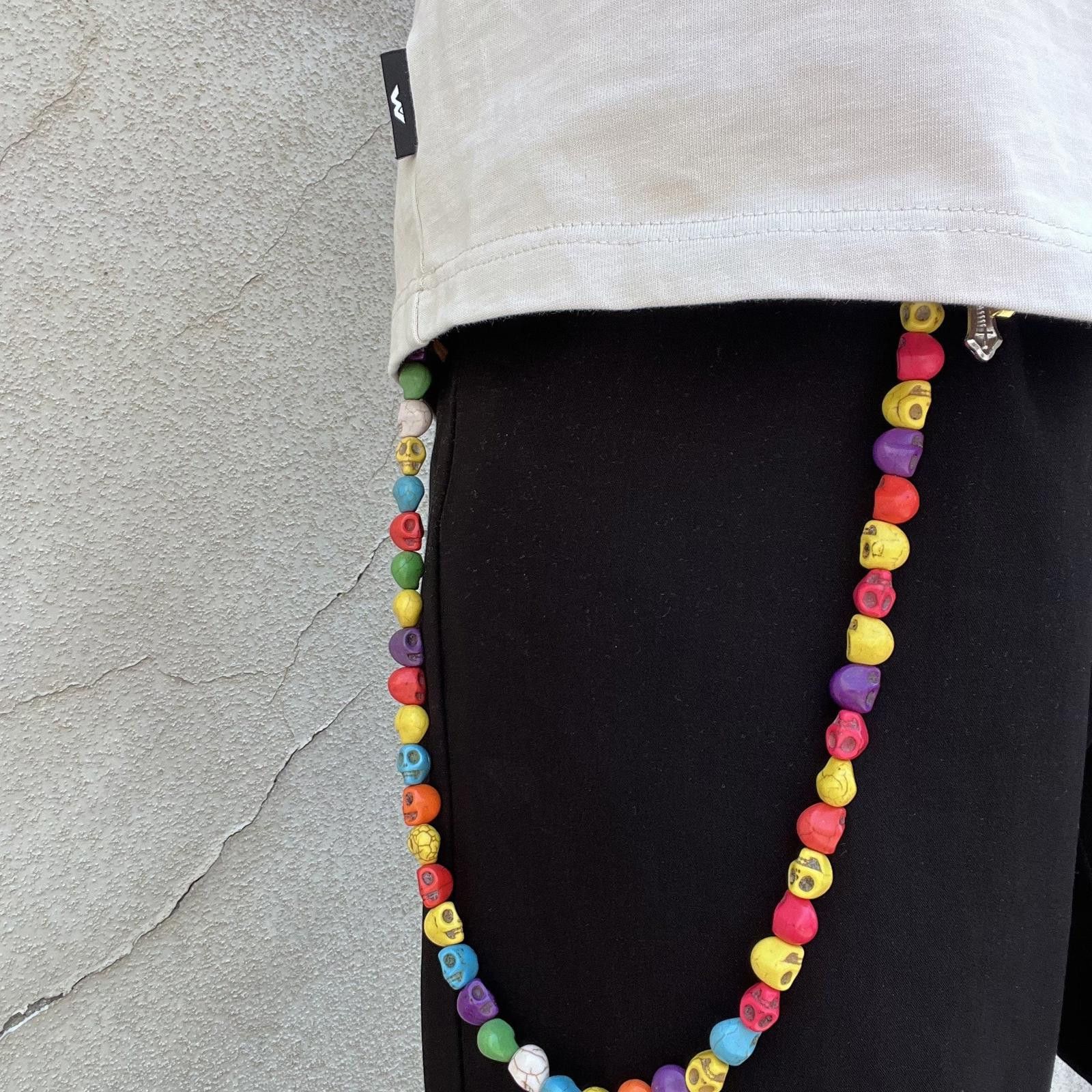 VIBE Colorful Skull Beaded Wallet Chain, Belt Chain, Pants Chain Size ONE SIZE - 5 Thumbnail