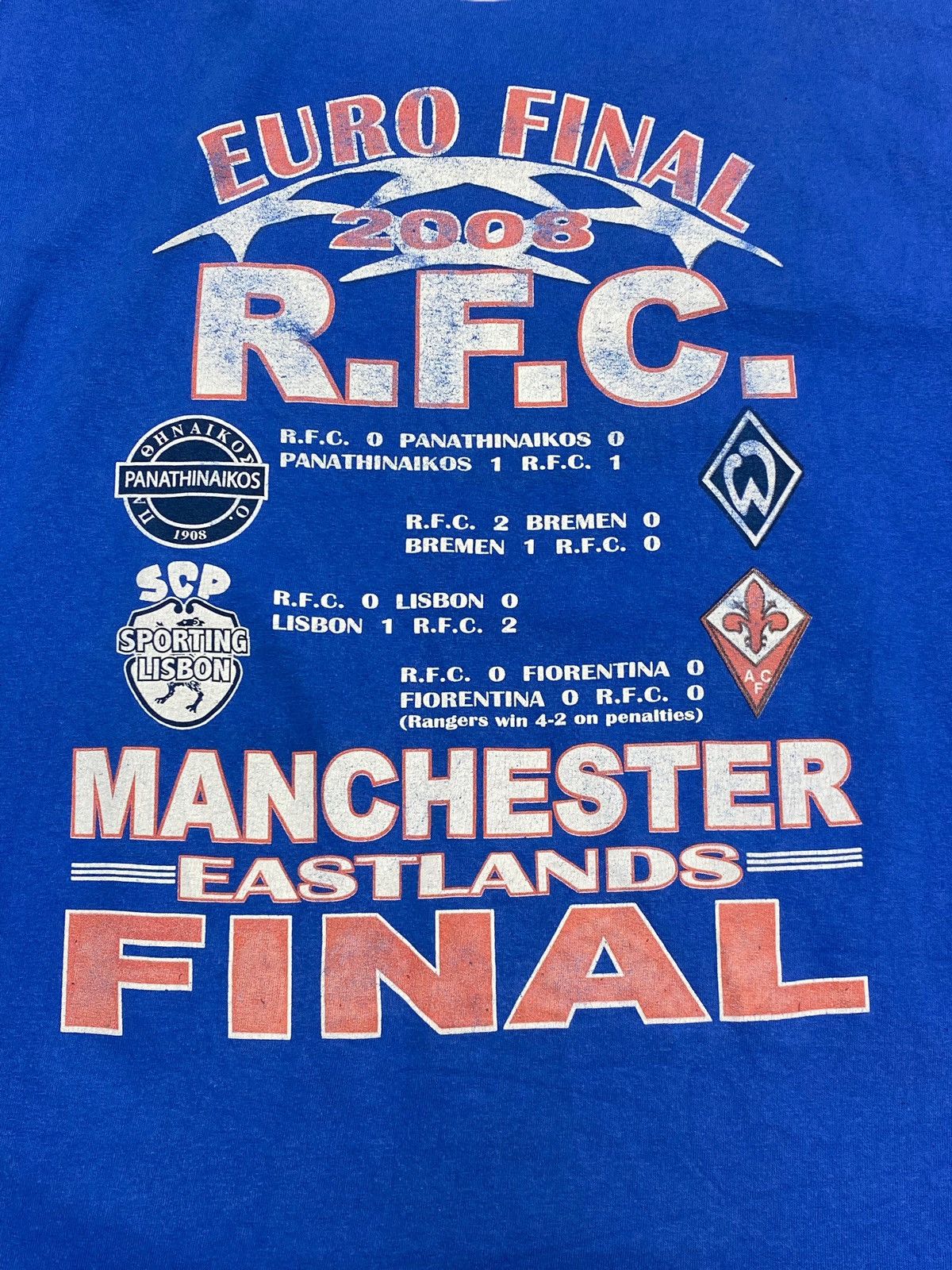 Vintage UEFA CUP FINAL 2008 RANGERS GLASGOW VINTAGE MATCHDAY TEE Size US M / EU 48-50 / 2 - 6 Thumbnail
