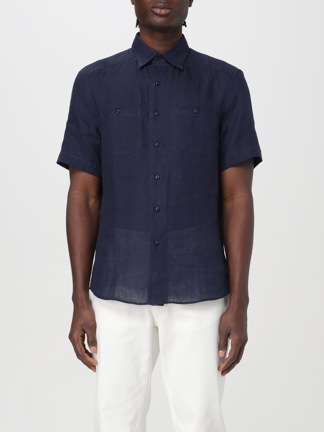 image of Brunello Cucinelli Shirt Men Blue (Size Medium)