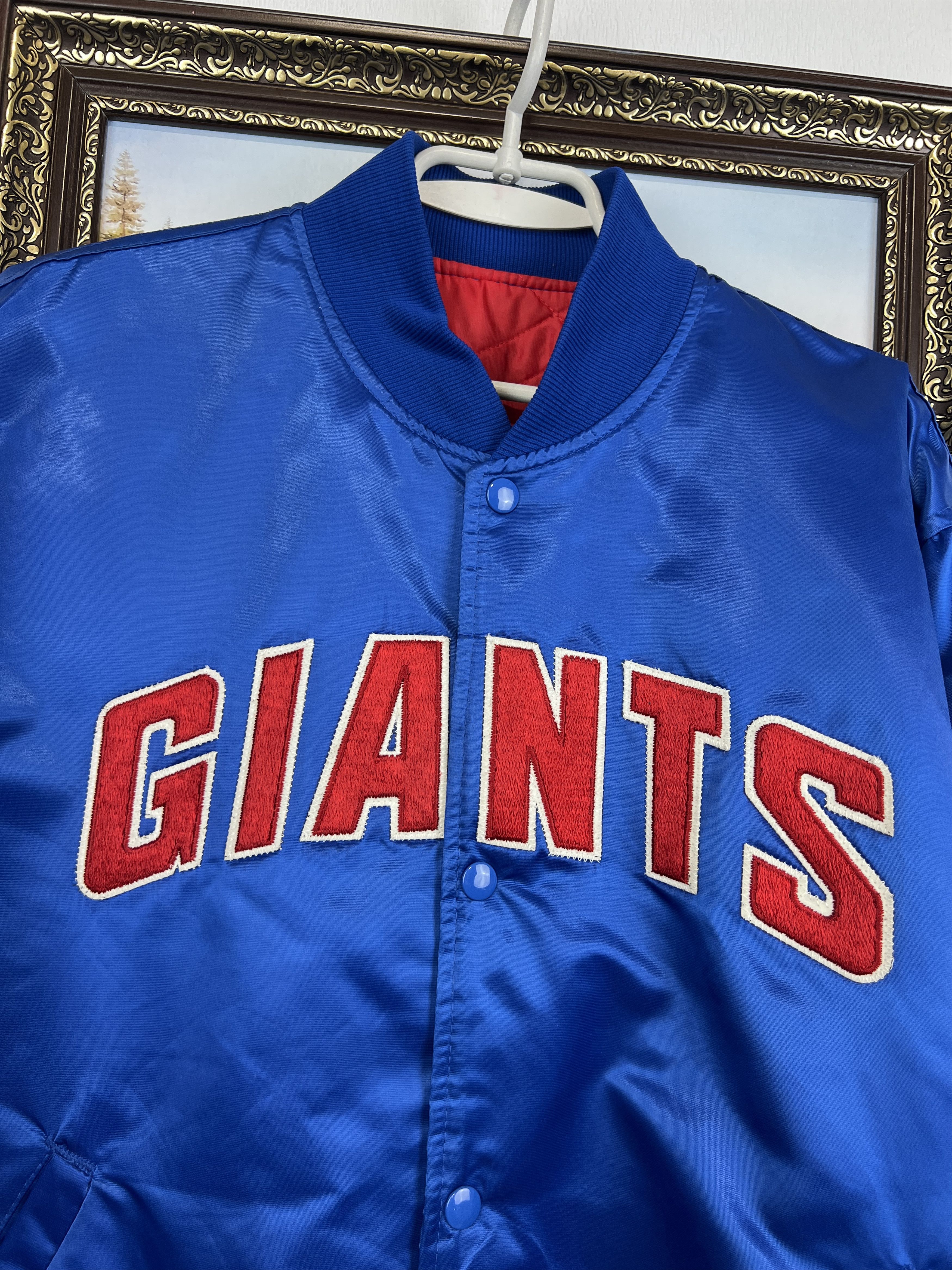 Starter Vintage 90's Starter New York Giants NFL Satin Bomber Jacket Size US XL / EU 56 / 4 - 3 Thumbnail