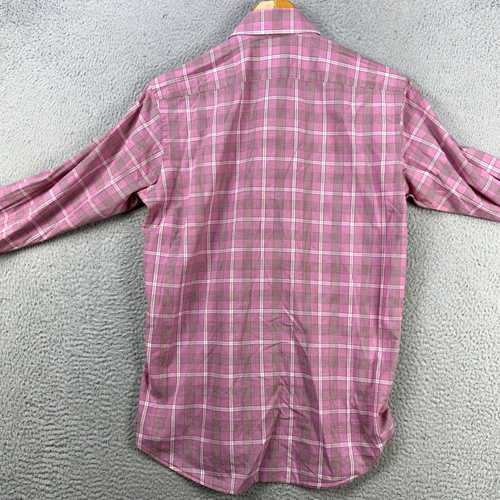 Hugo Boss VINTAGE Hugo Boss Shirt Dress Mens 15.5 39 Pink Plaid Regular Fit Long Sleeve Button Up Size 40R - 3 Thumbnail