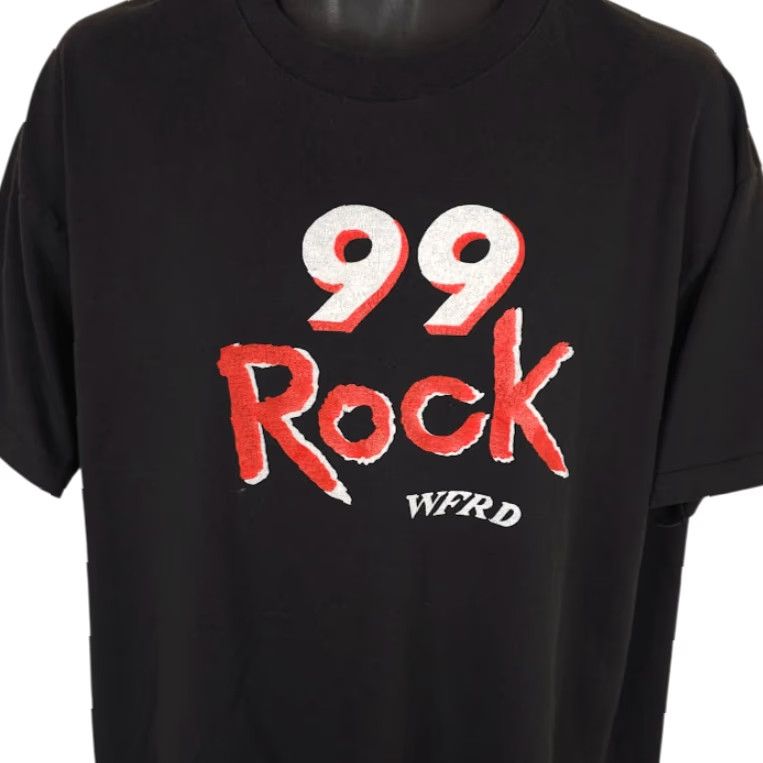 Hanes VINTAGE Hanes T-Shirt Mens XL Black 90s Rock WFRD Radio Station Cotton Blend Short Sleeve Crew Neck, Made In USA, Single Stitch Size US XL / EU 56 / 4 - 2 Thumbnail