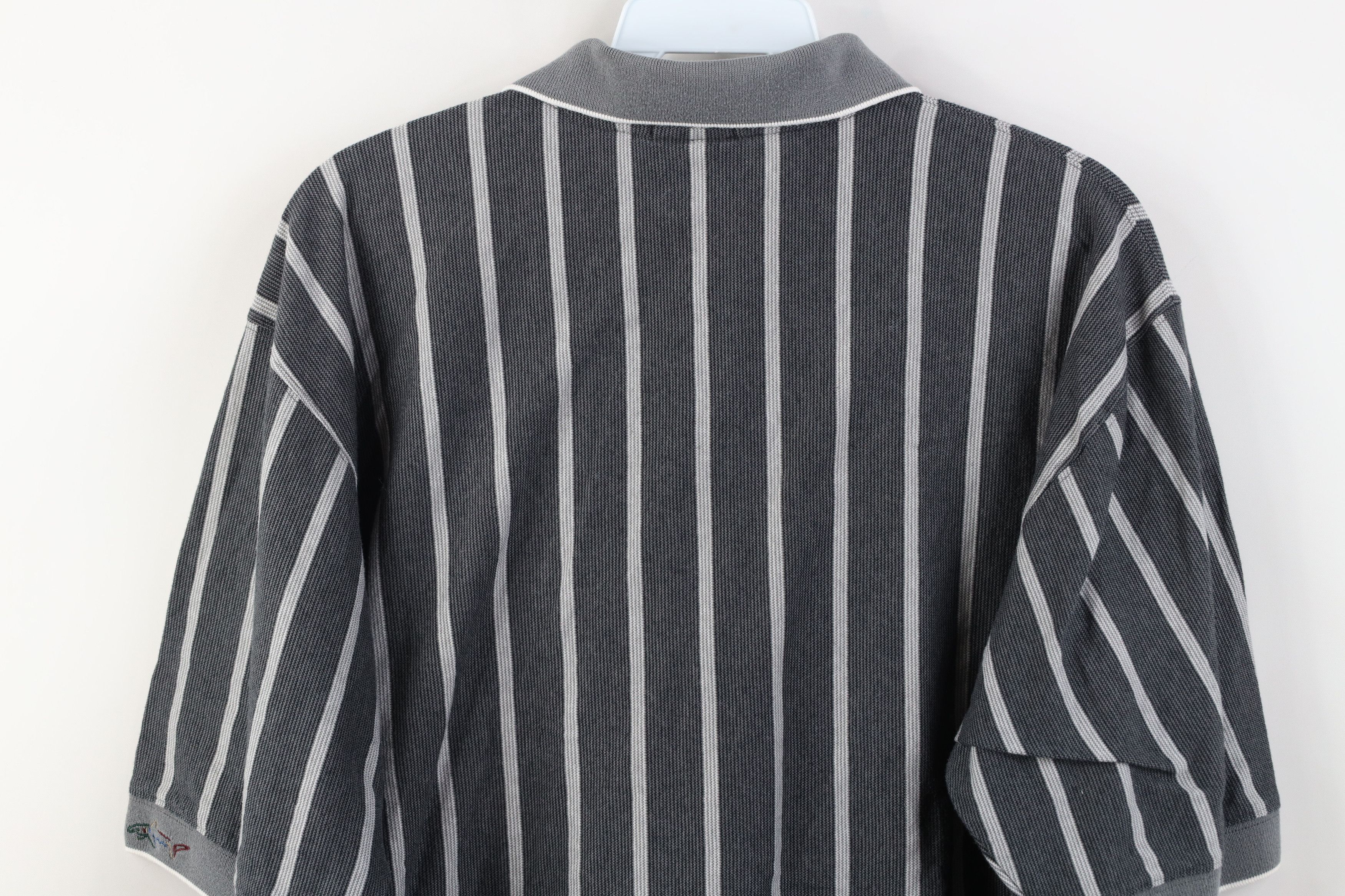 Vintage Vintage 90s Streetwear Striped Knit Golf Polo Shirt Gray Size US M / EU 48-50 / 2 - 11 Thumbnail