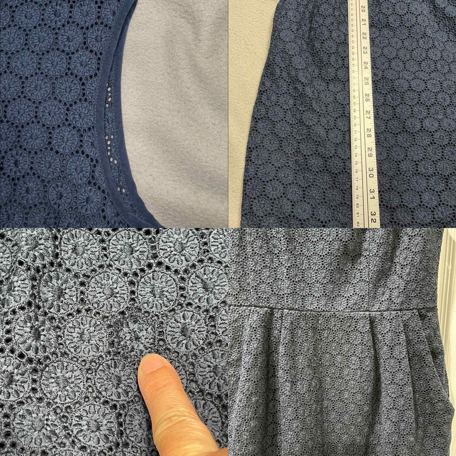 Nanette Lepore Nanette Lepore Dress Crochet Pattern Size 4 Sleeveless A-Line Knee Length Blue 100% Cotton Size S / US 4 / IT 40 - 8 Thumbnail