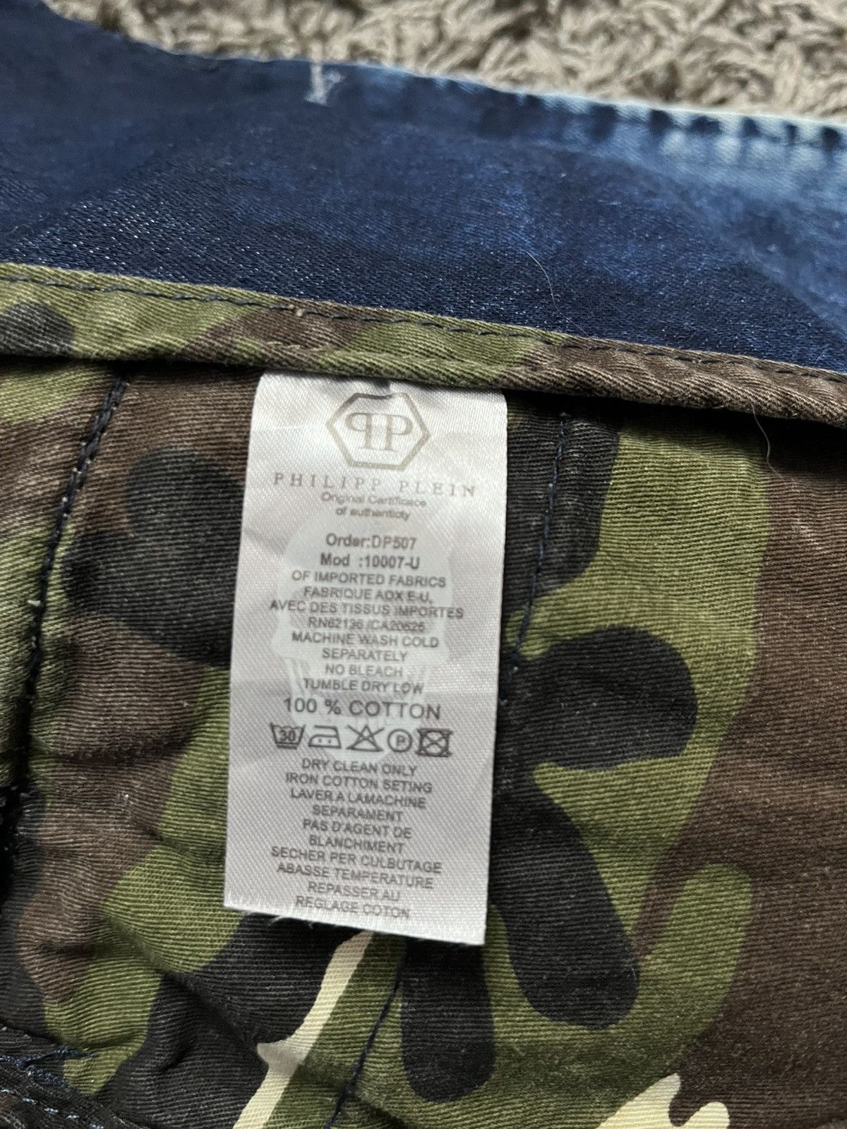 Philipp Plein Philipp Plein Distressed Denim Blazer with Camo Details Size 44S - 13 Thumbnail