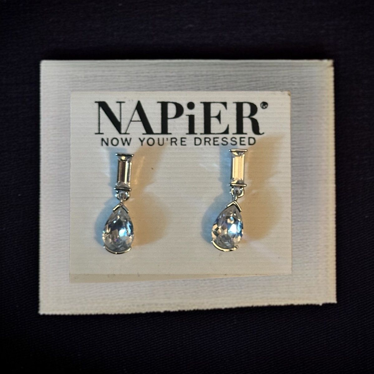 Other Napier silver tone crystal teardrop dangle post earrings Size ONE SIZE - 1 Thumbnail
