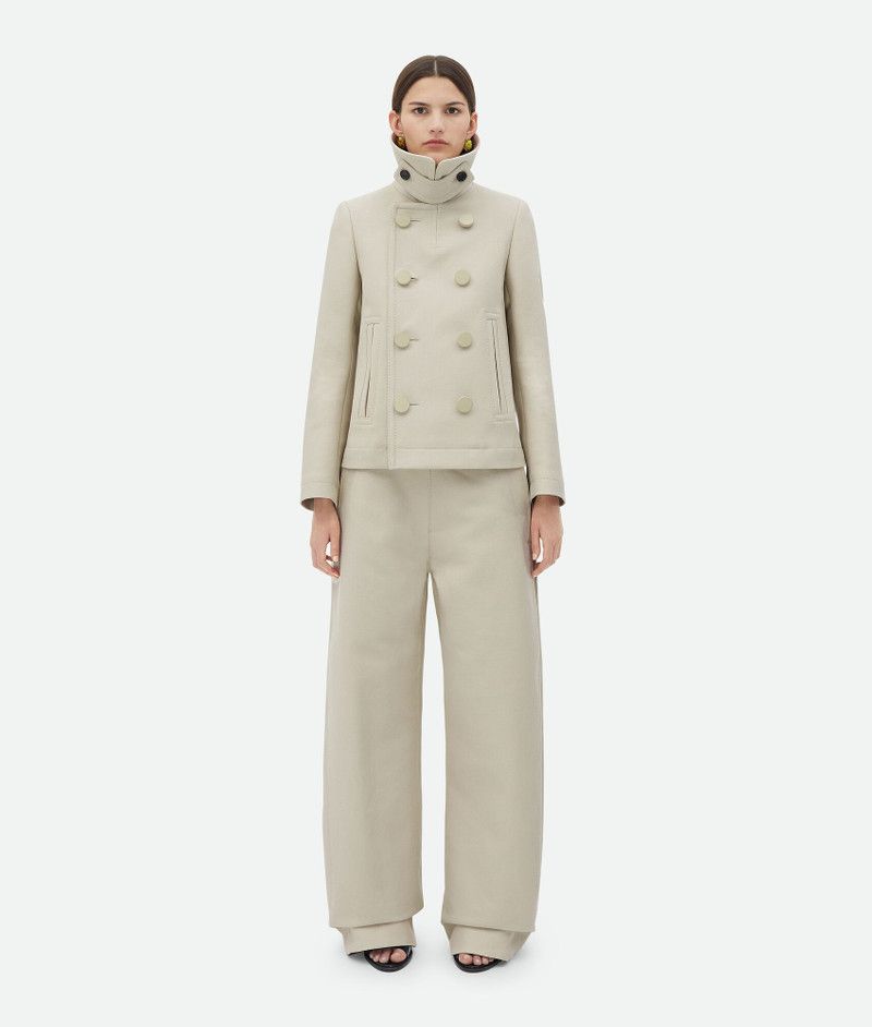 Bottega Veneta o1n1vont1225 Cotton Gabardine Caban Jacket in Plaster Size M / US 6-8 / IT 42-44 - 4 Thumbnail