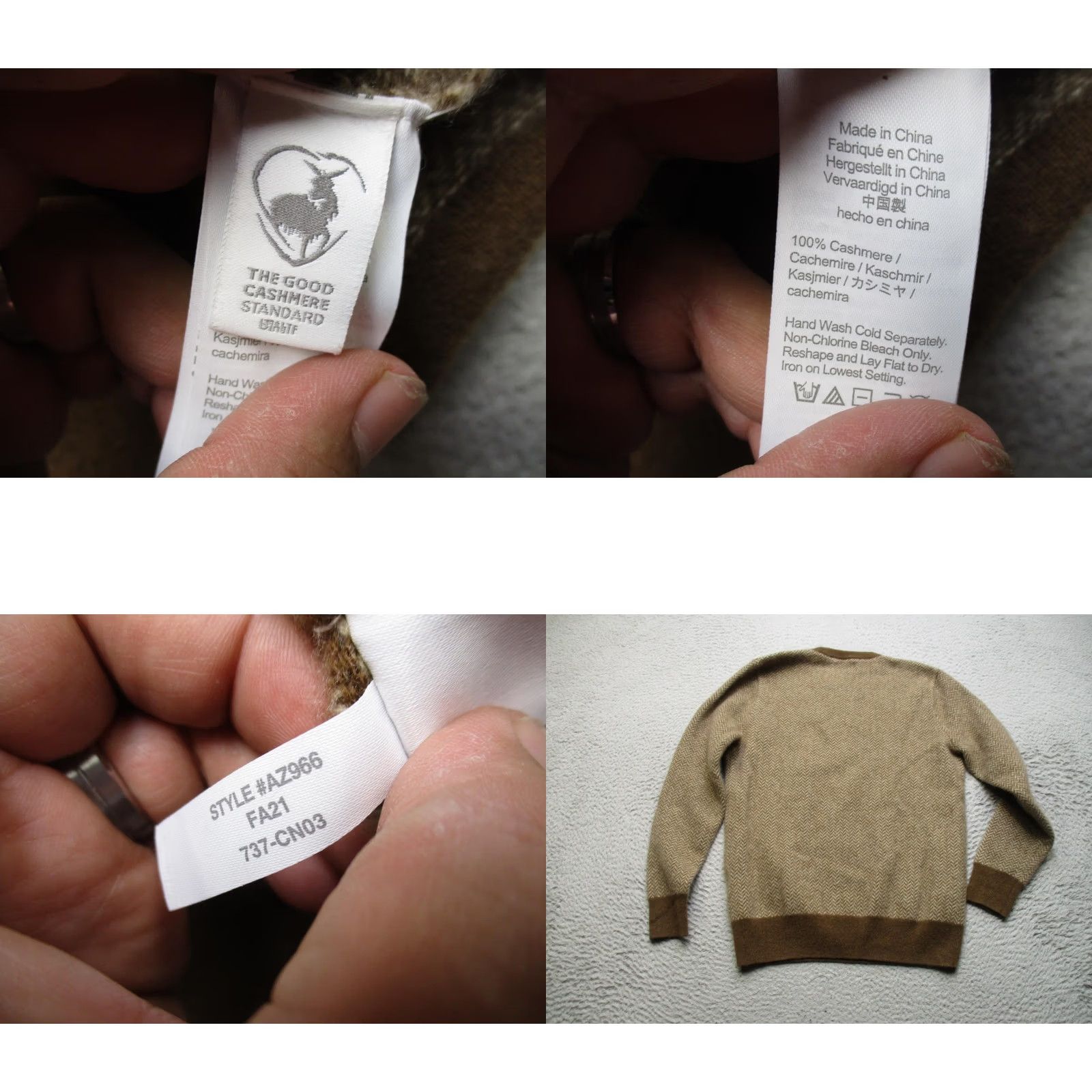 J.Crew J.Crew Sweater Mens M Brown 100% Cashmere Herringbone Crewneck Knit Pullover Size US M / EU 48-50 / 2 - 8 Thumbnail