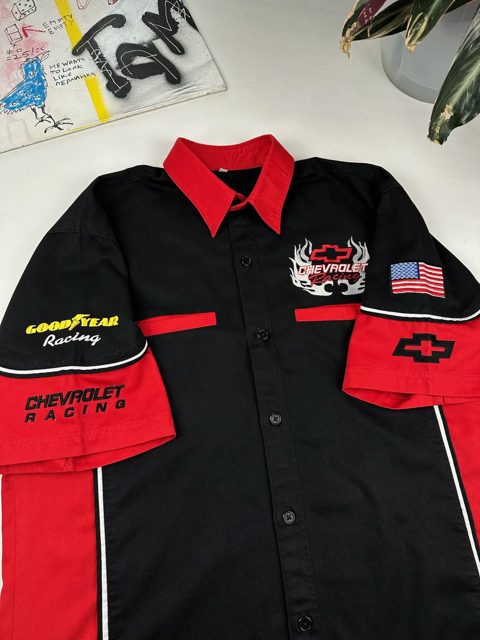 Vintage Vintage Chevrolet Racing Shirt flame Harley Davidson style Size US XL / EU 56 / 4 - 3 Thumbnail