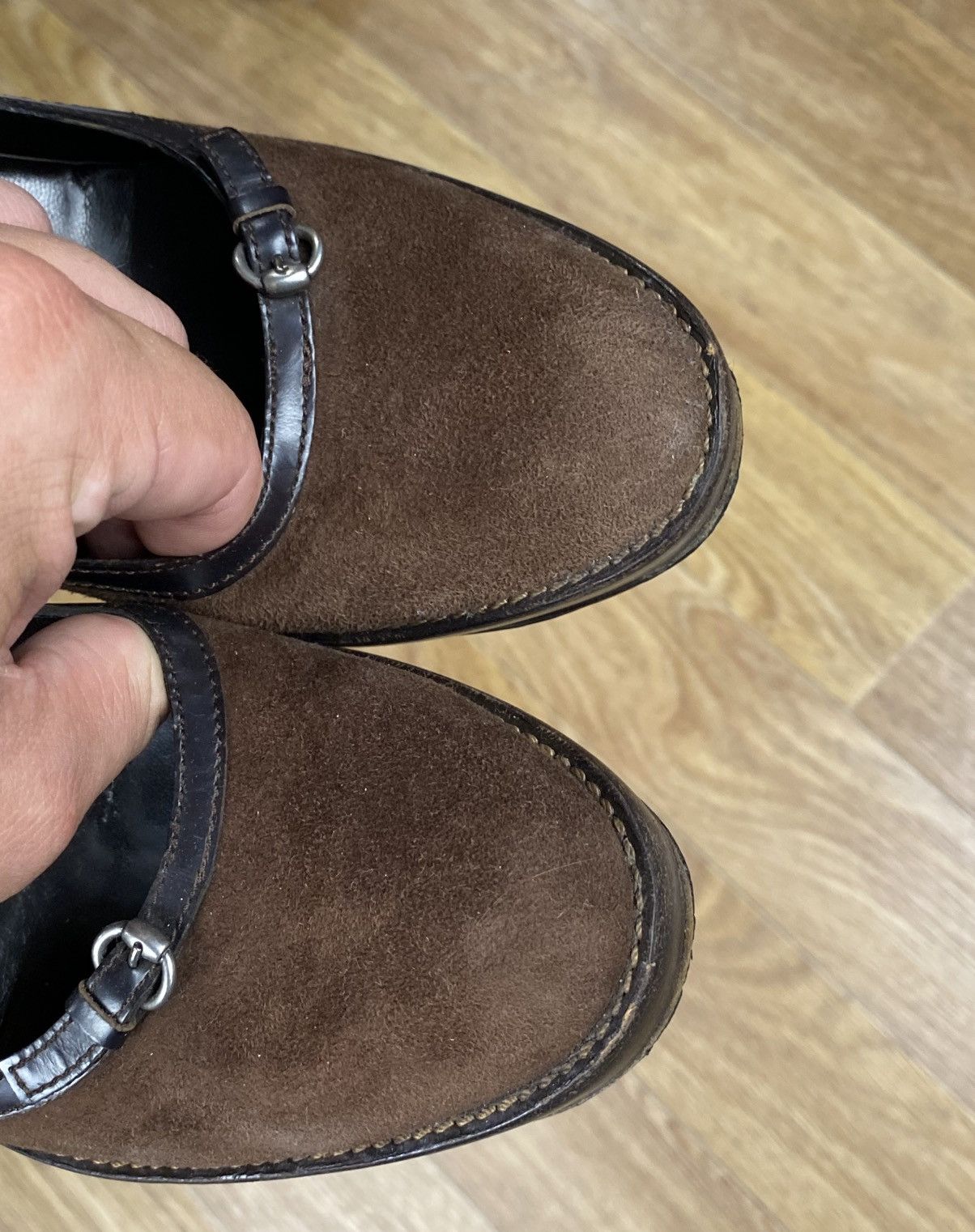Gucci GUCCI Brown Suede And Leather Trim Buckle Details Pumps Size US 9 / IT 39 - 5 Thumbnail