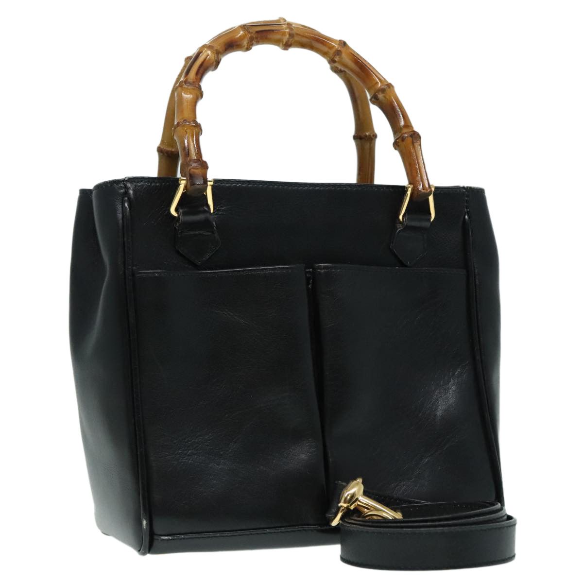 Gucci Bamboo Black Leather Handbag (Pre-Owned) Size ONE SIZE - 1 Thumbnail