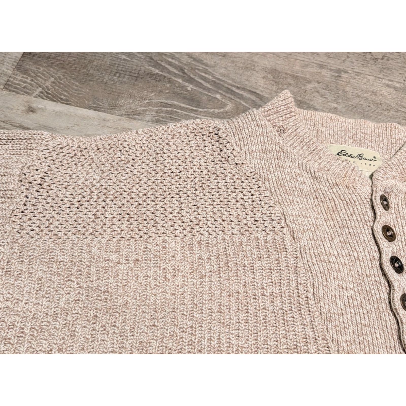 Eddie Bauer VINTAGE Eddie Bauer Chunky Knit Henley Sweater Men's L Beige 90s Fisherman Outdoor Cottagecore Size US L / EU 52-54 / 3 - 5 Thumbnail