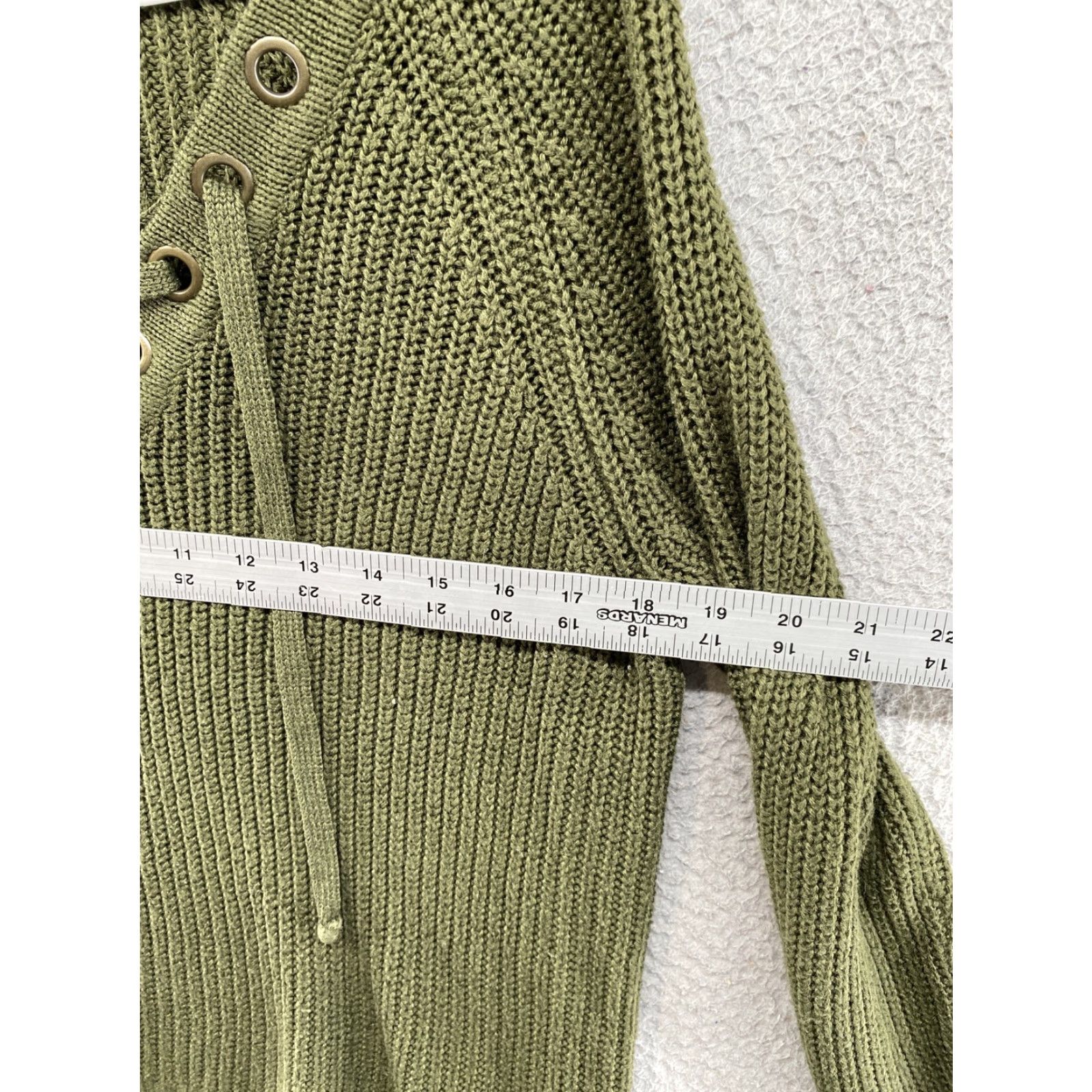 Vintage Pout Women’s V Neck Lace Up Green Knit Sweater M Size Medium Shirt Pullover Womens Size M / US 6-8 / IT 42-44 - 4 Thumbnail
