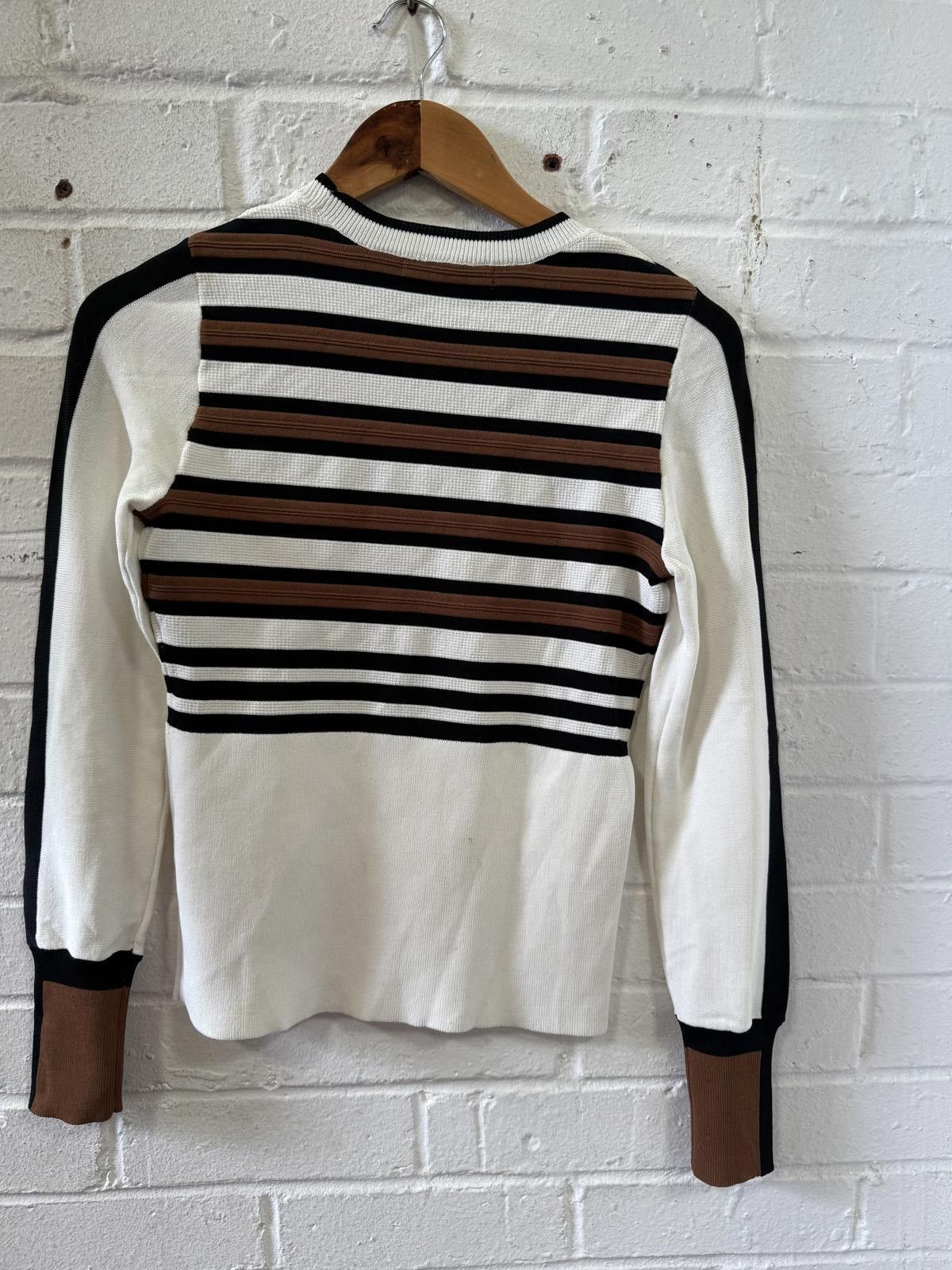 Designer Karen Millen Women's Striped Crew Neck Sweater Size M / US 6-8 / IT 42-44 - 4 Thumbnail