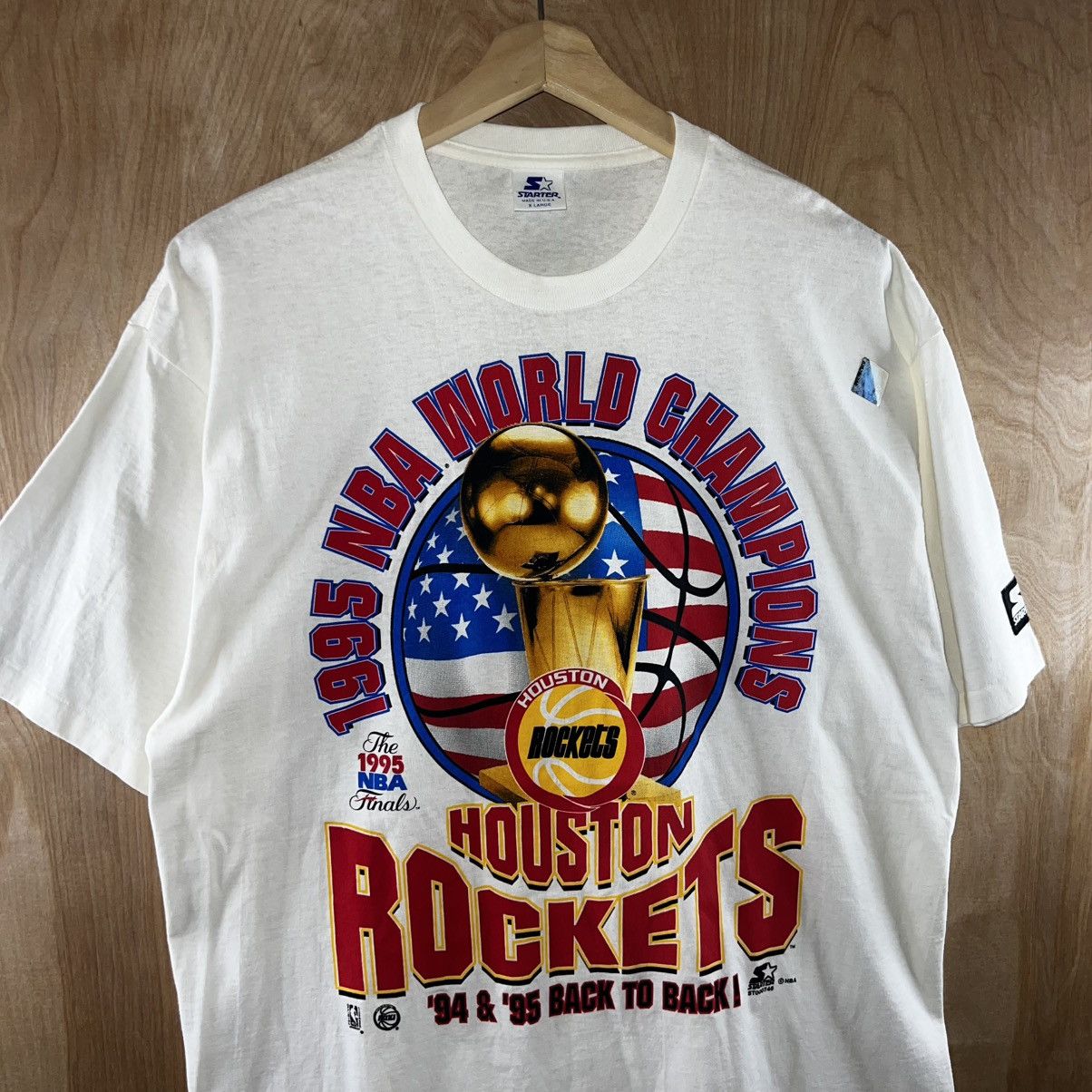 Starter VINTAGE 90s NBA HOUSTON ROCKETS 1995 CHAMPIONSHIP TEE SHIRT Size US XL / EU 56 / 4 - 2 Thumbnail