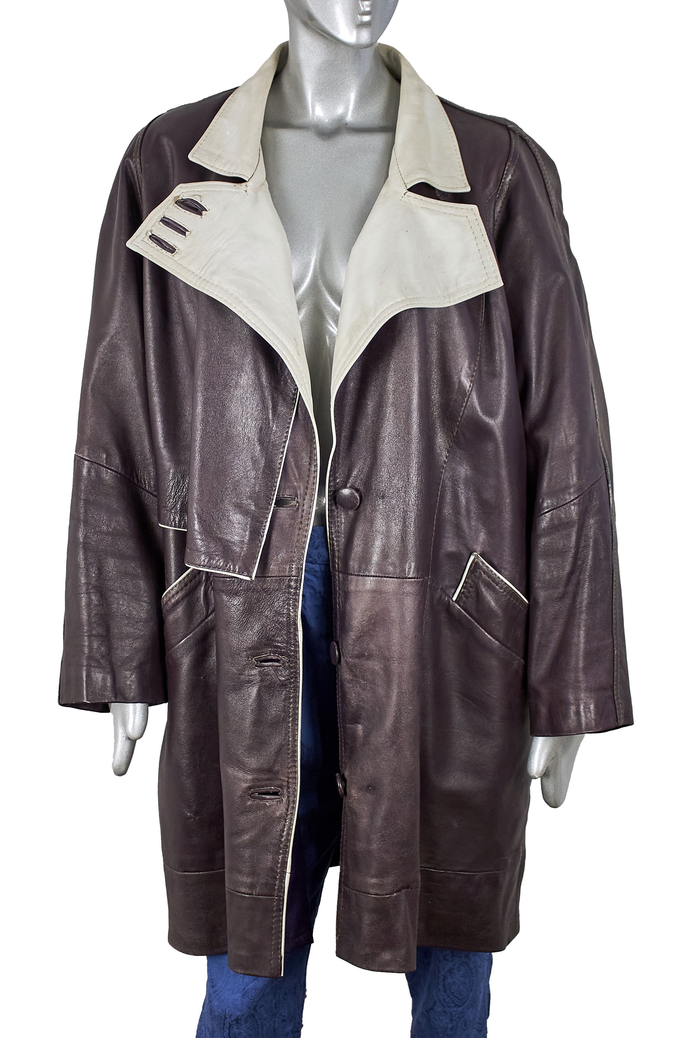 Valentino Rare vintage Valentino women's leather coat, raincoat cloak Size XL / US 12-14 / IT 48-50 - 3 Thumbnail