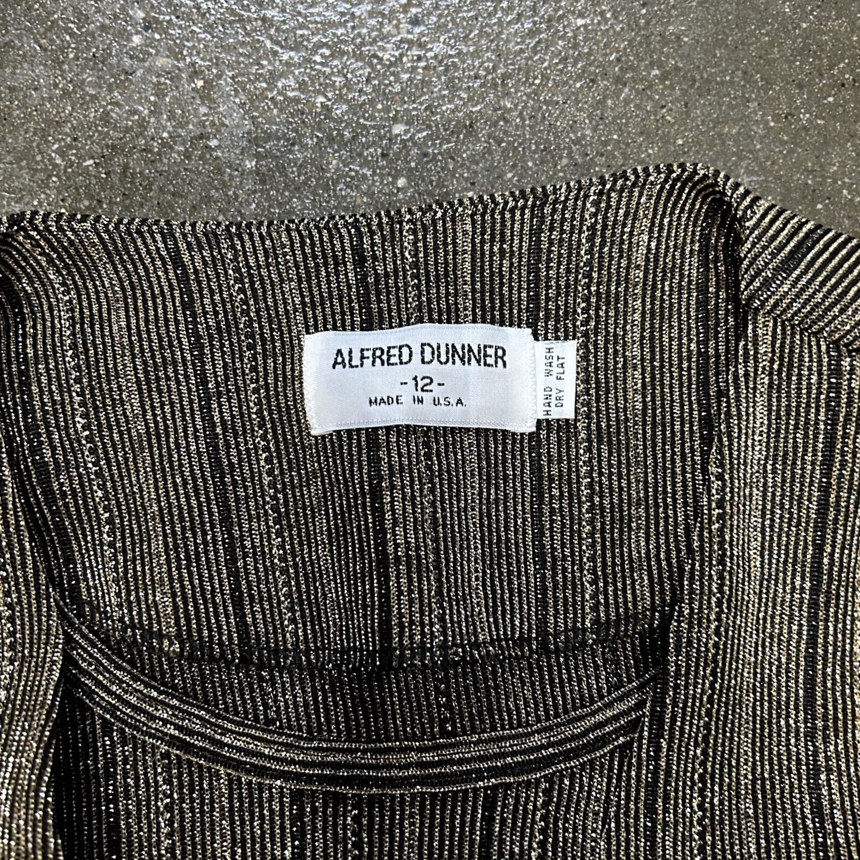 Vintage VINTAGE Alfred Dunner Cardigan Sweater Womens 12 Gold Striped Knit Button Long Sleeve Scoop Neck Metallic Size XL / US 12-14 / IT 48-50 - 3 Thumbnail
