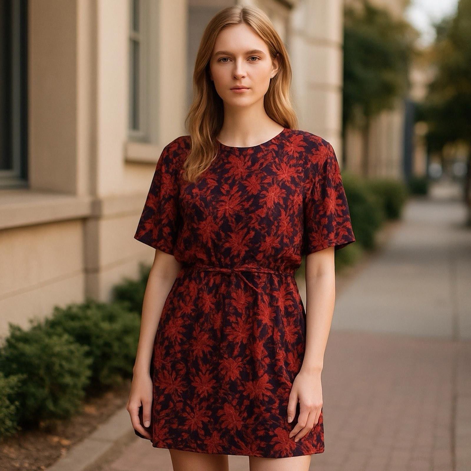 Lands' End Lands’ End Purple Red Floral Modal Mini Dress Size M-L Size M / US 6-8 / IT 42-44 - 1 Thumbnail