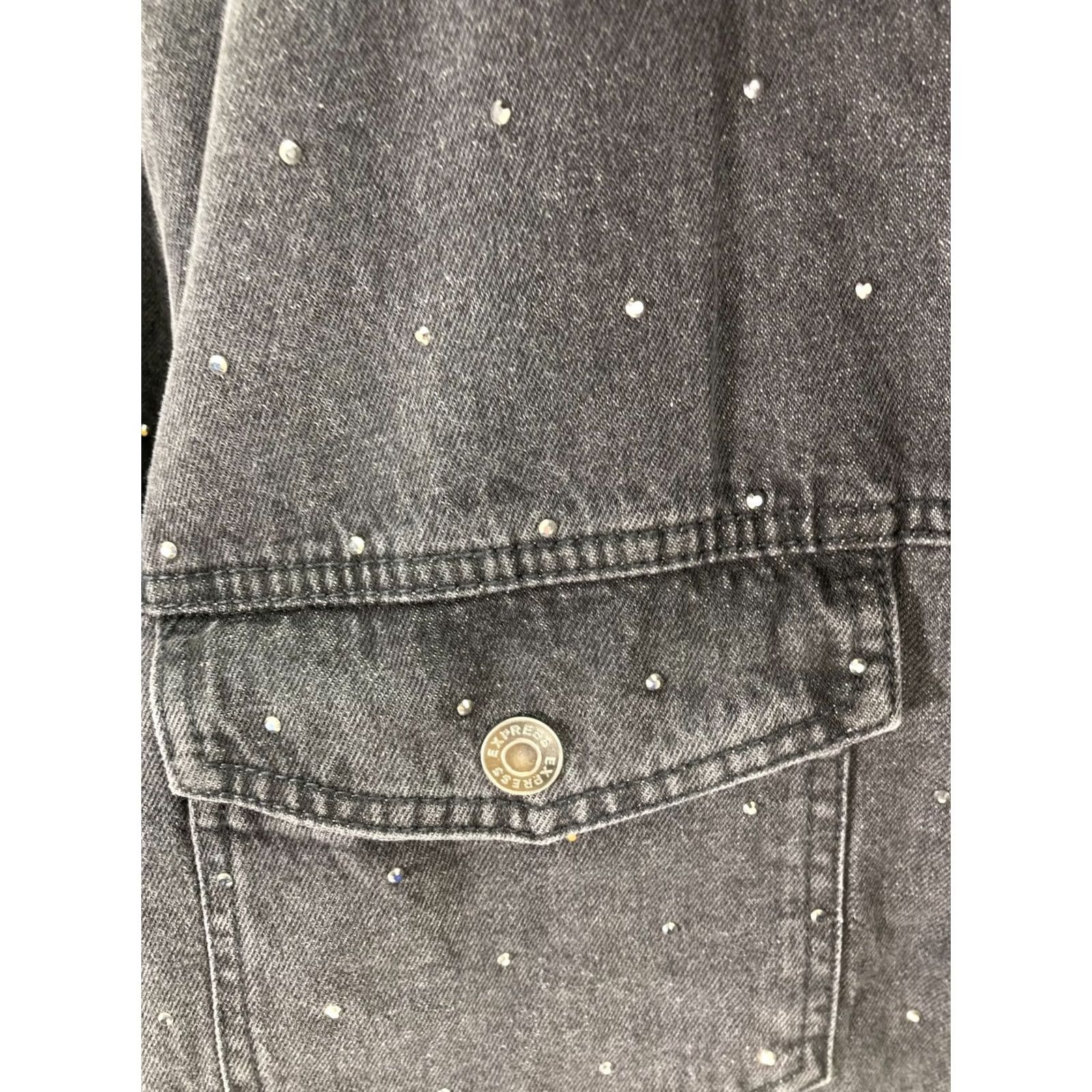Express VINTAGE Express Jeans Denim Jacket Womens 2XL Black Snap Front Rhinestone Western NWT Size 40" / US 18 - 6 Thumbnail