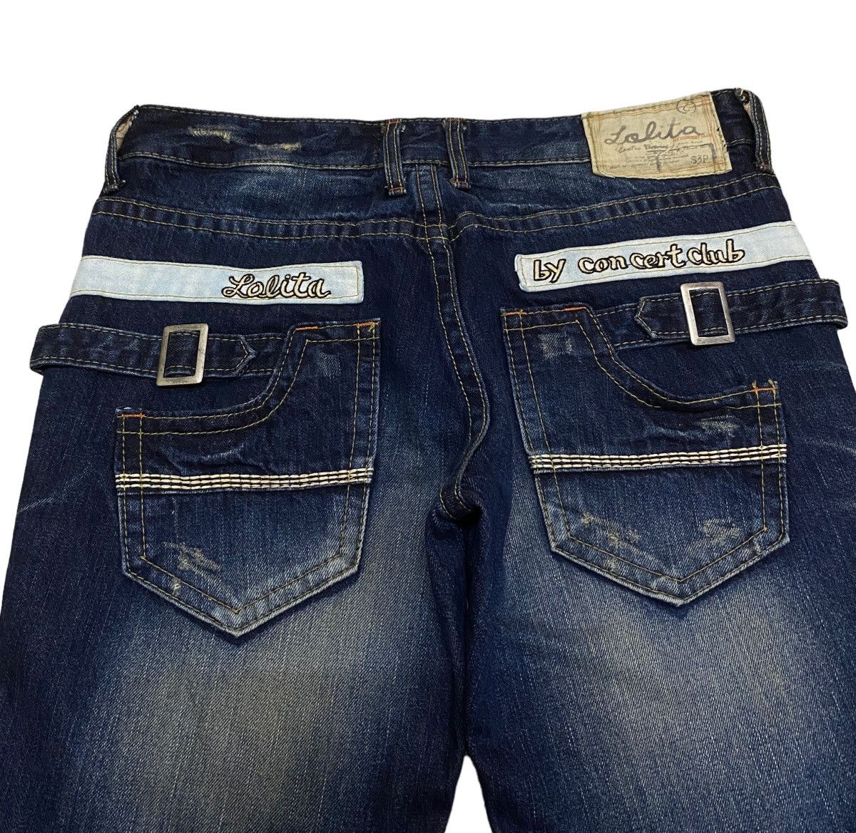 Le Grande Bleu (L.G.B.) Rare Design Vintage Brand Lolita Flared Jeans 1990s Size US 33 - 4 Thumbnail