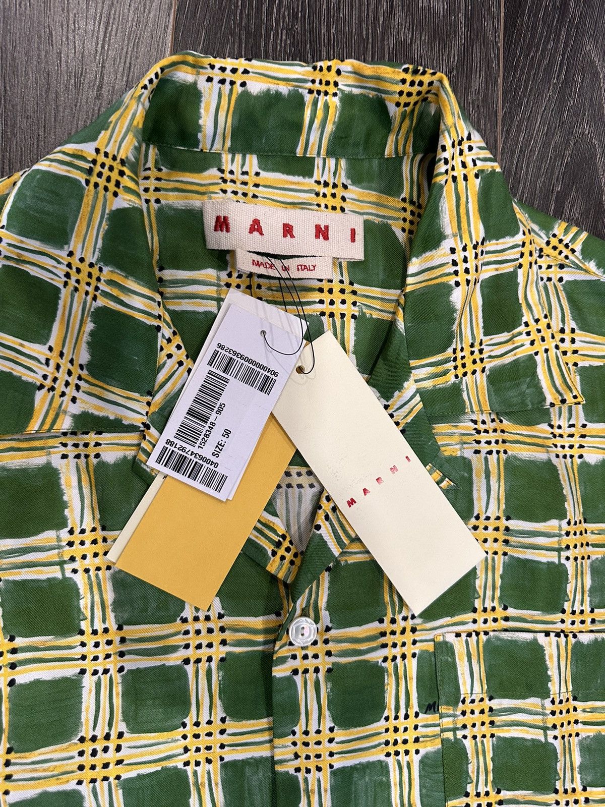 Marni MARNI SHORT SLEEVE SHIRT SILK GREEN SIZE 50 Size US M / EU 48-50 / 2 - 3 Thumbnail