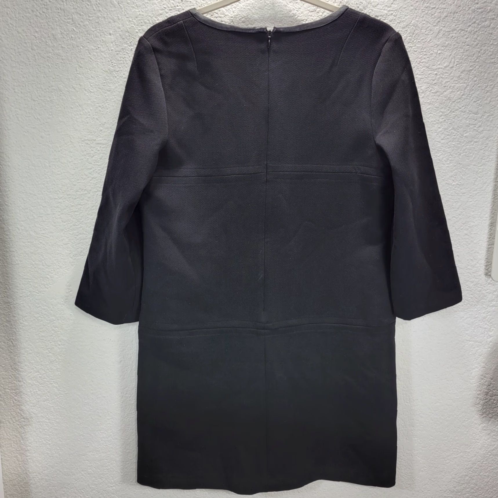 Vintage Cache Womens Dress Sz 8 Black Notched V-Neck Back Zip Pockets Long Sleeve - 8? Size M / US 6-8 / IT 42-44 - 3 Thumbnail