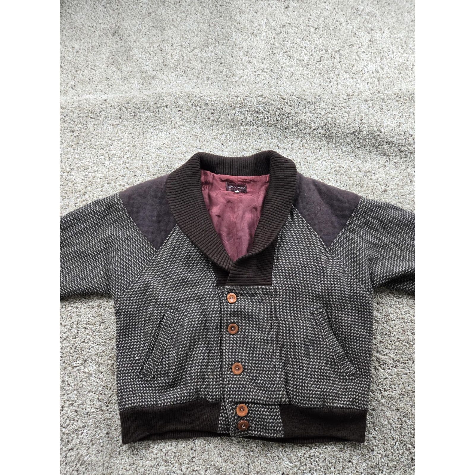 Vintage VINTAGE Yess-Mann Jacket Mens L Brown Shawl Collar Button Knit 70s Size US L / EU 52-54 / 3 - 3 Thumbnail
