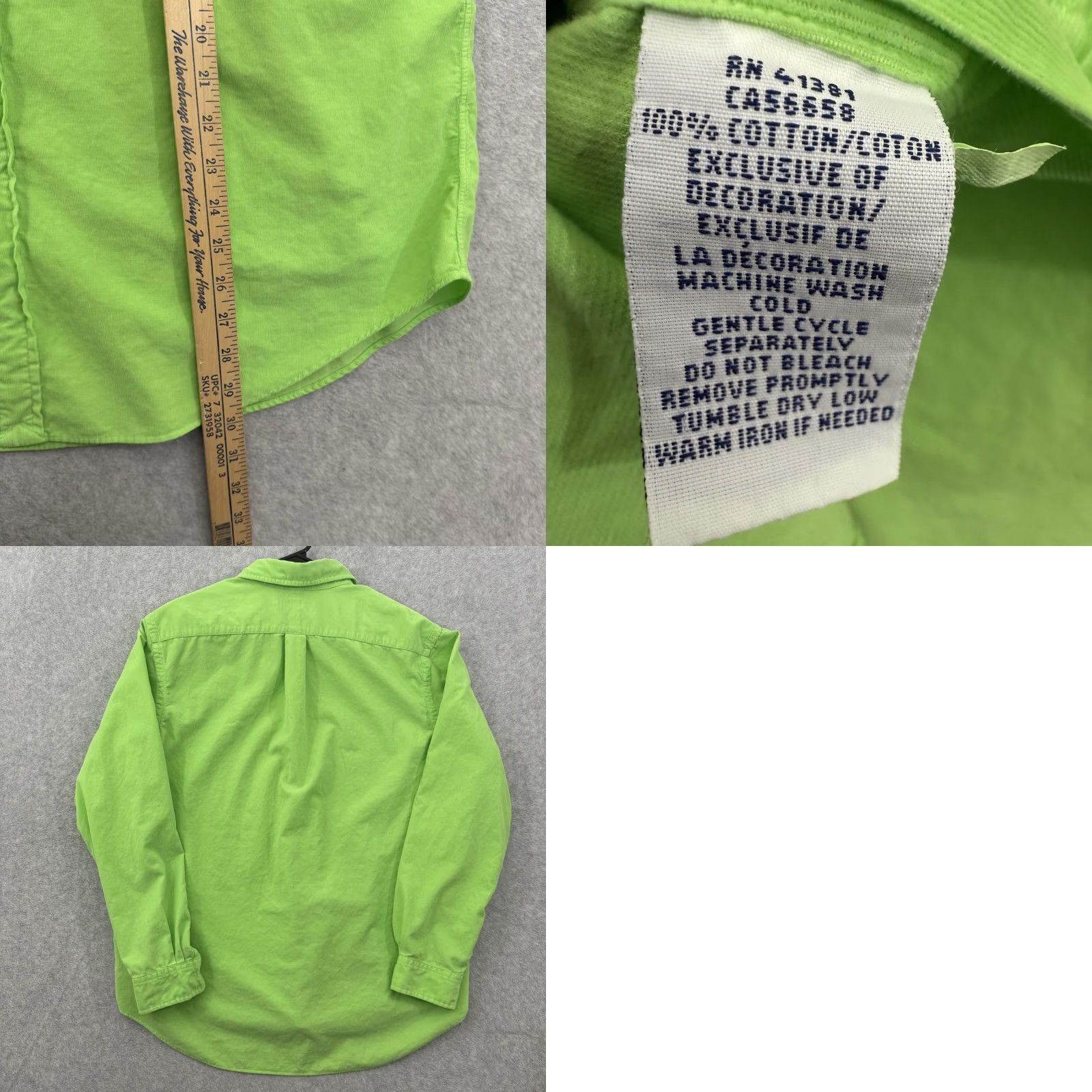 Polo Ralph Lauren Polo Ralph Lauren Shirt Mens XL Green Corduroy Pinwale Button-Down Lime Embroidered Regular Collared Button-Up Vintage: No Size US L / EU 52-54 / 3 - 8 Thumbnail