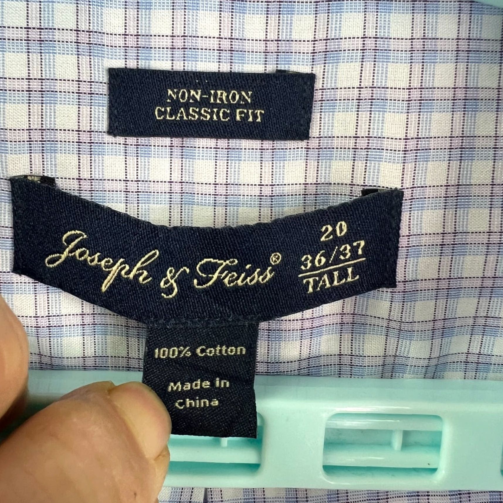 Joseph VINTAGE Joseph & Fess Button Up Plaid Shirt Mens 20 36/37 Tall Blue Gray Size US XXL / EU 58 / 5 - 4 Thumbnail