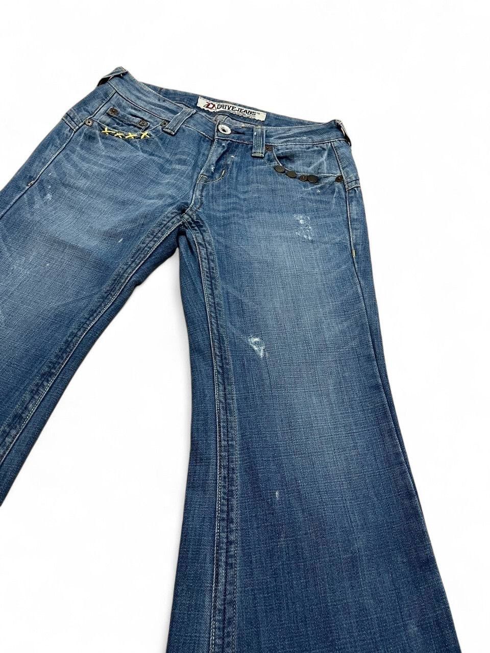 Hysteric Glamour Flared drive Jeans distressed low rise wideleg embroided Size US 29 - 7 Thumbnail