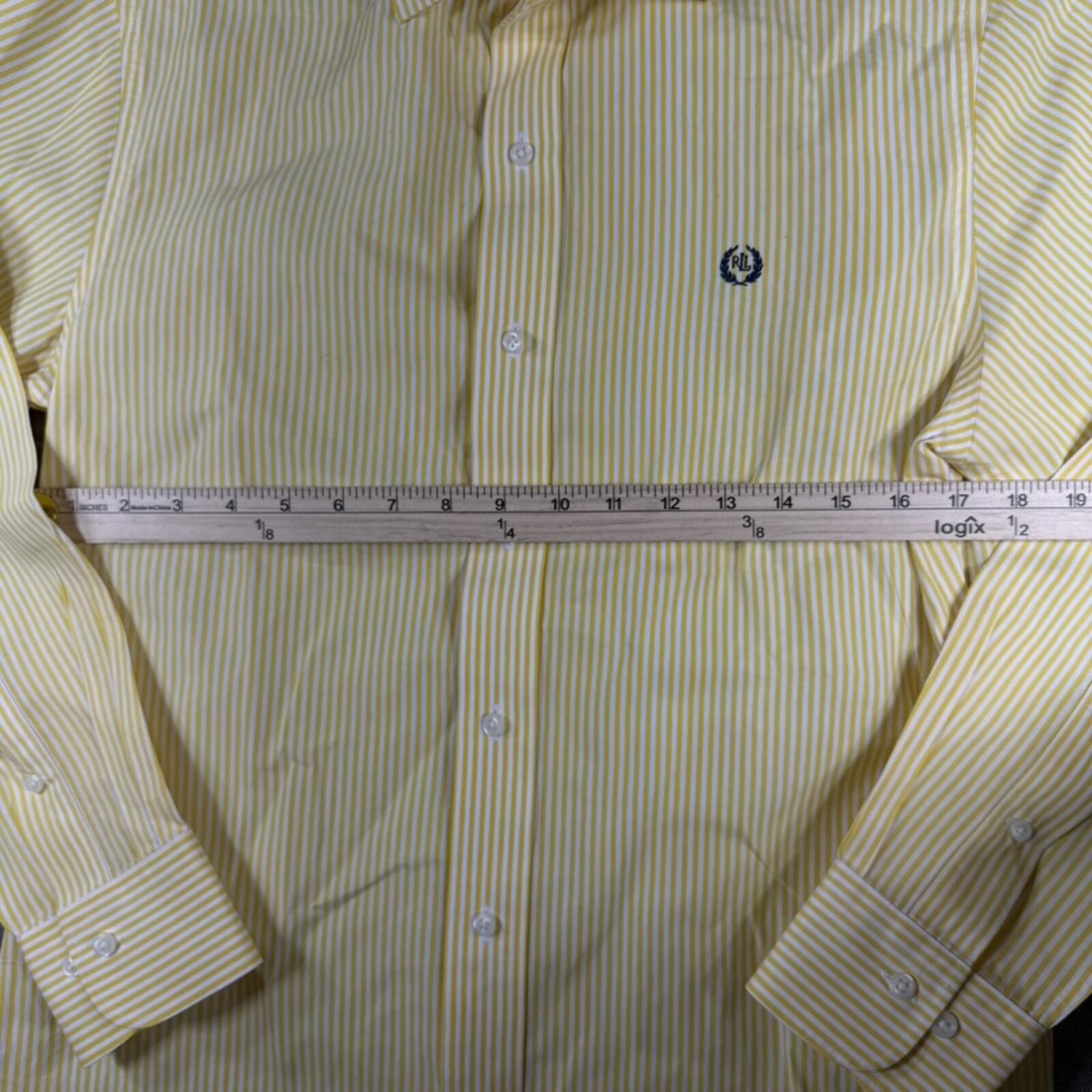 Lauren Ralph Lauren Ralph Lauren Shirt Men's 15 1/2 Yellow Slim Non Iron Stripe Size 38R - 4 Thumbnail