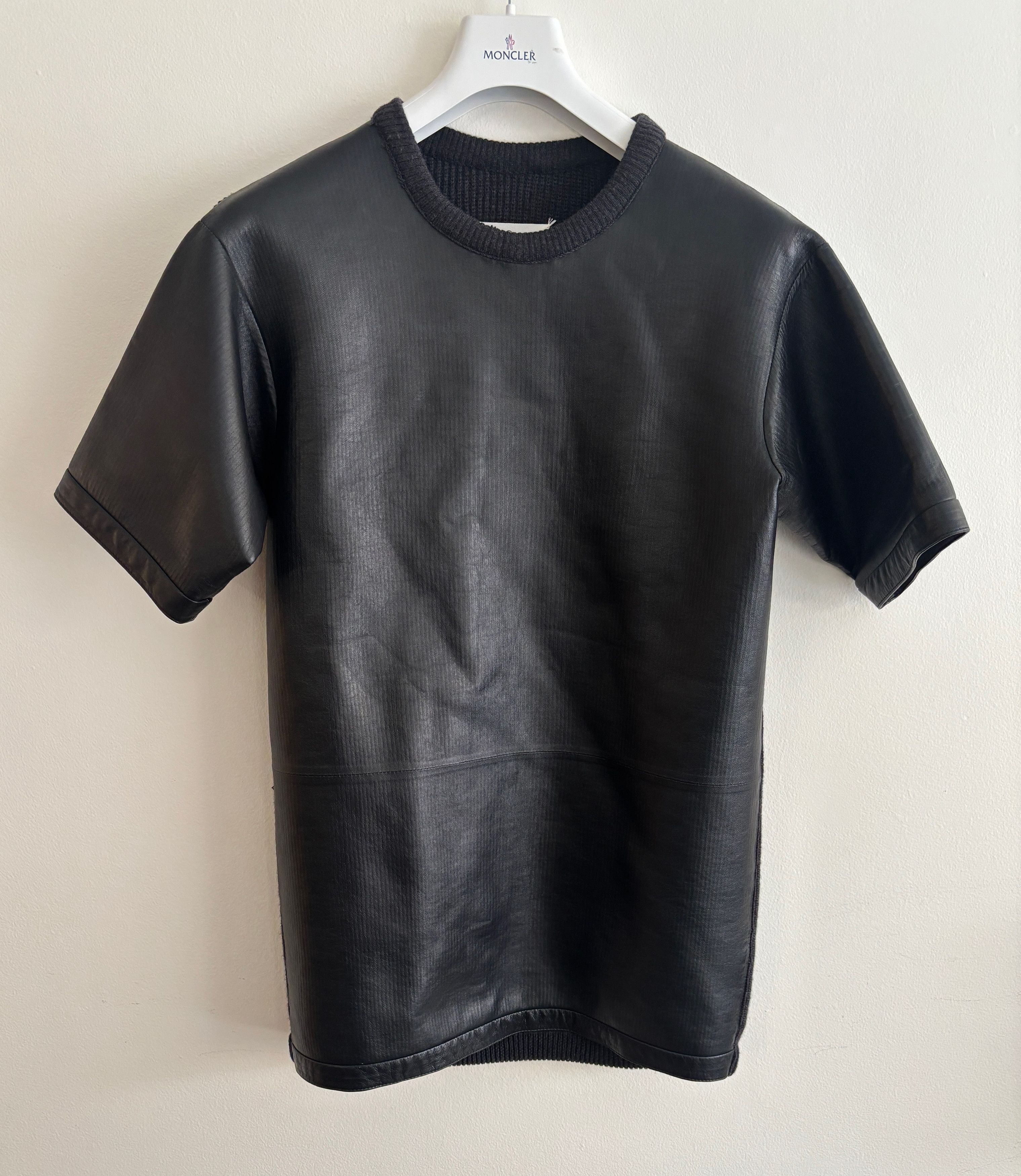 Maison Margiela RARE Black Leather Wool Shirt Jacket/ Tunic Size S / US 4 / IT 40 - 1 Thumbnail