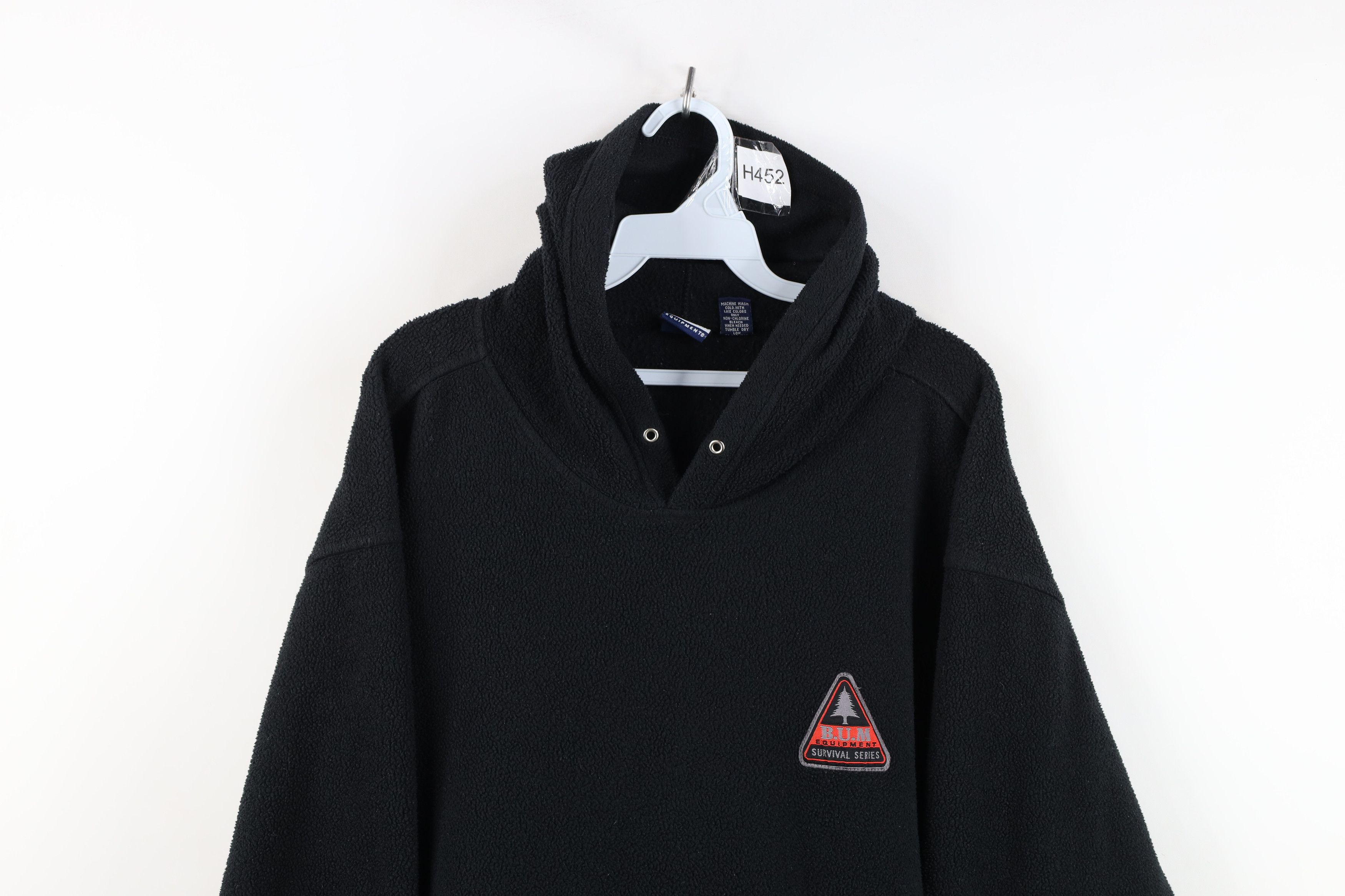 Vintage Vintage 90s Bum Equipment Fleece Hoodie Sweatshirt Black Size US L / EU 52-54 / 3 - 2 Thumbnail