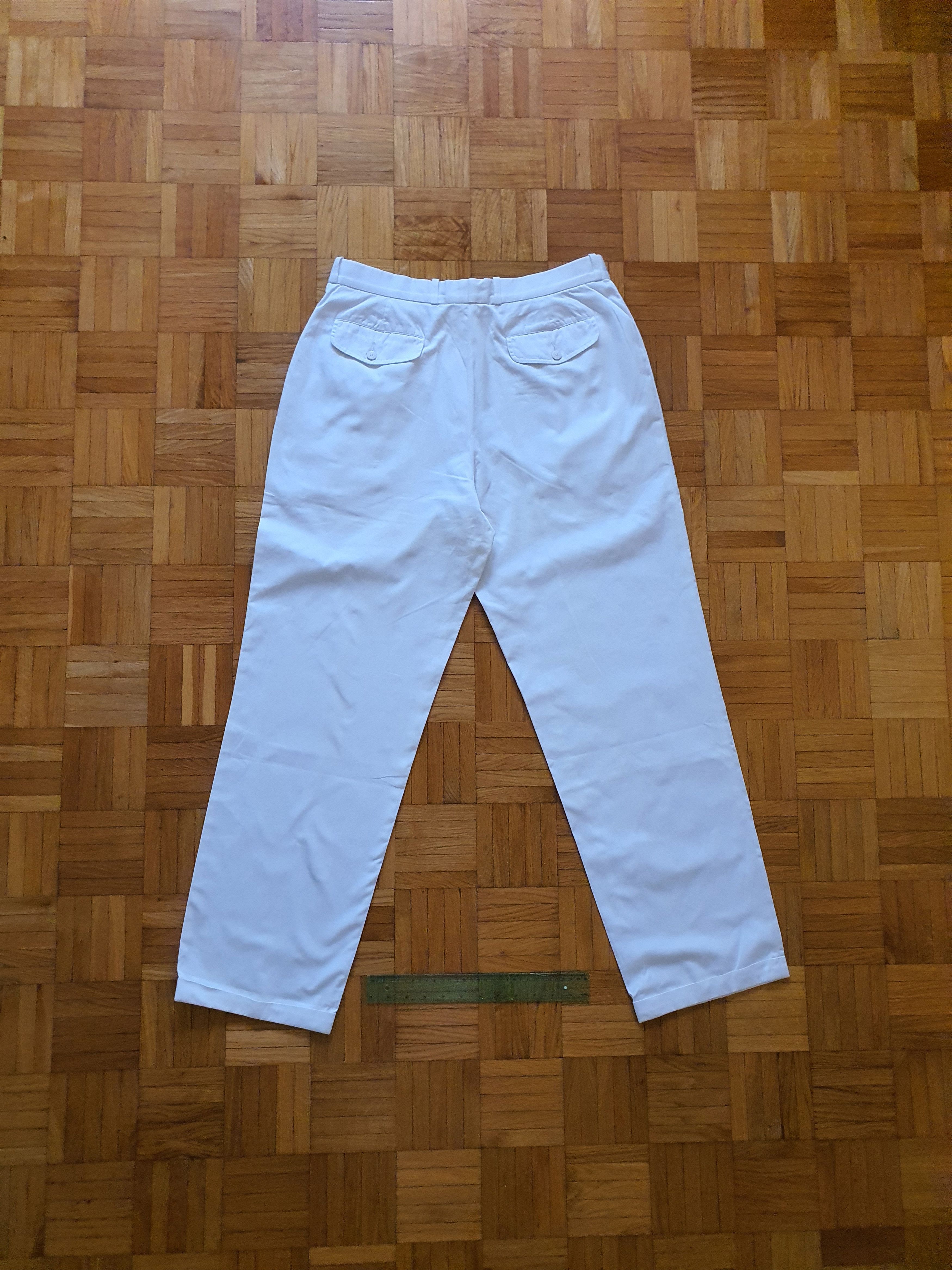 Lacoste Vintage White Cotton Pants Trousers - Double Pleated - W30 Size US 36 / EU 52 - 2 Thumbnail
